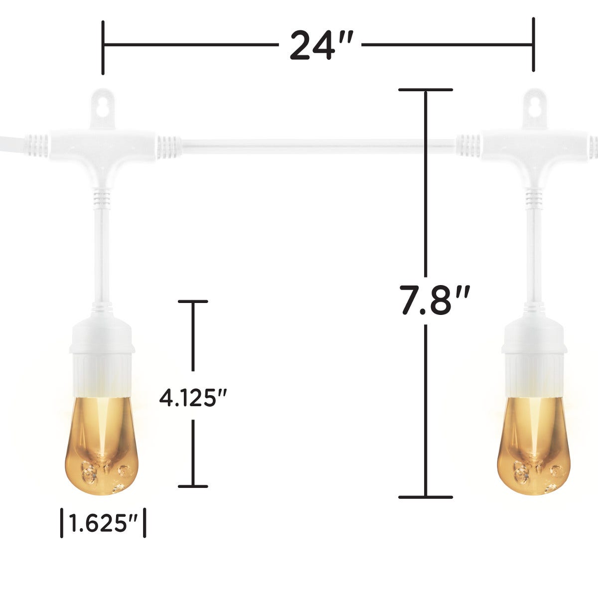 Enbrighten Vintage LED Cafe Lights, 24 Bulbs, 48ft. White Cord