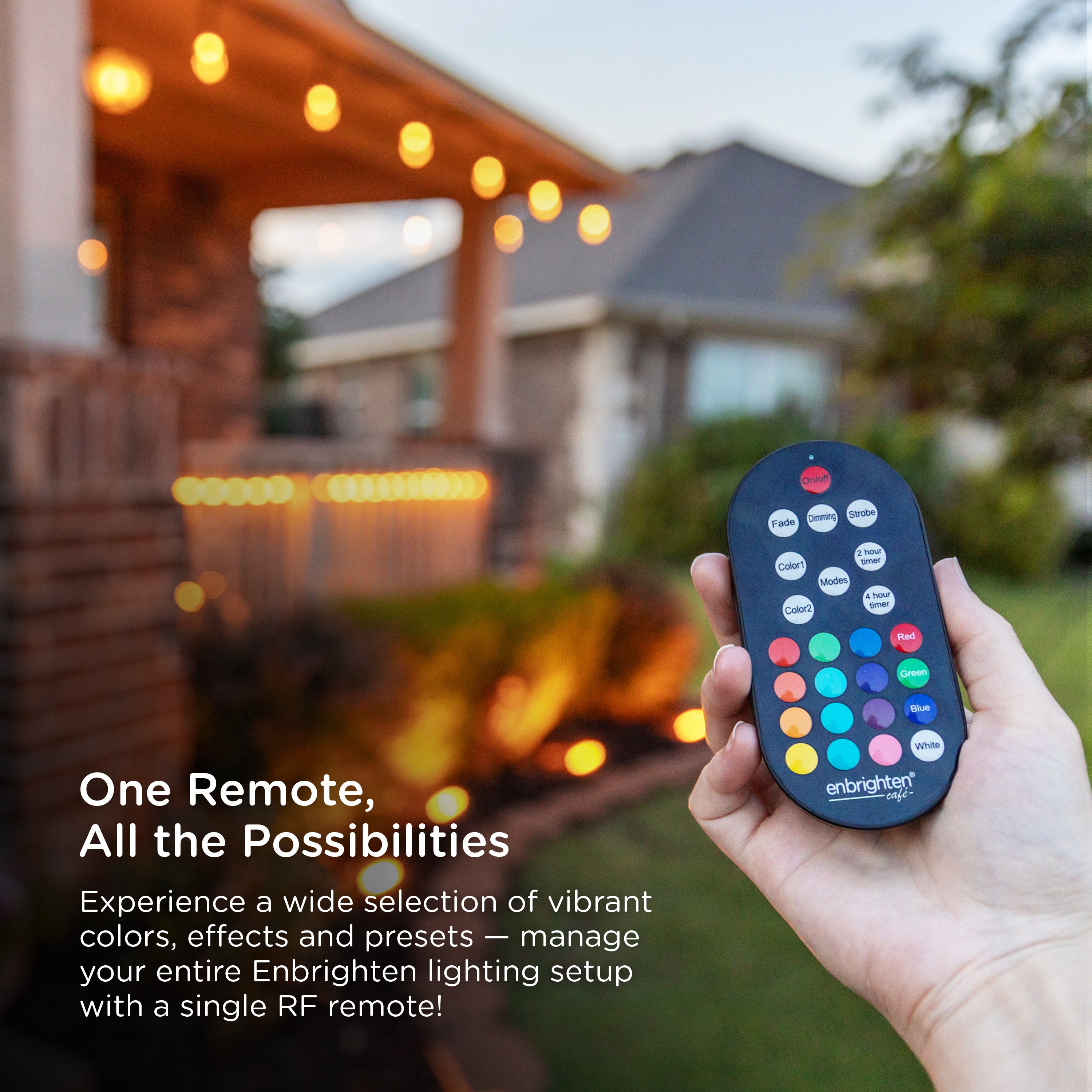 Enbrighten Seasons Color-Changing Classic LED Cafe Lights, 10 Bulbs, 20ft. Black Cord