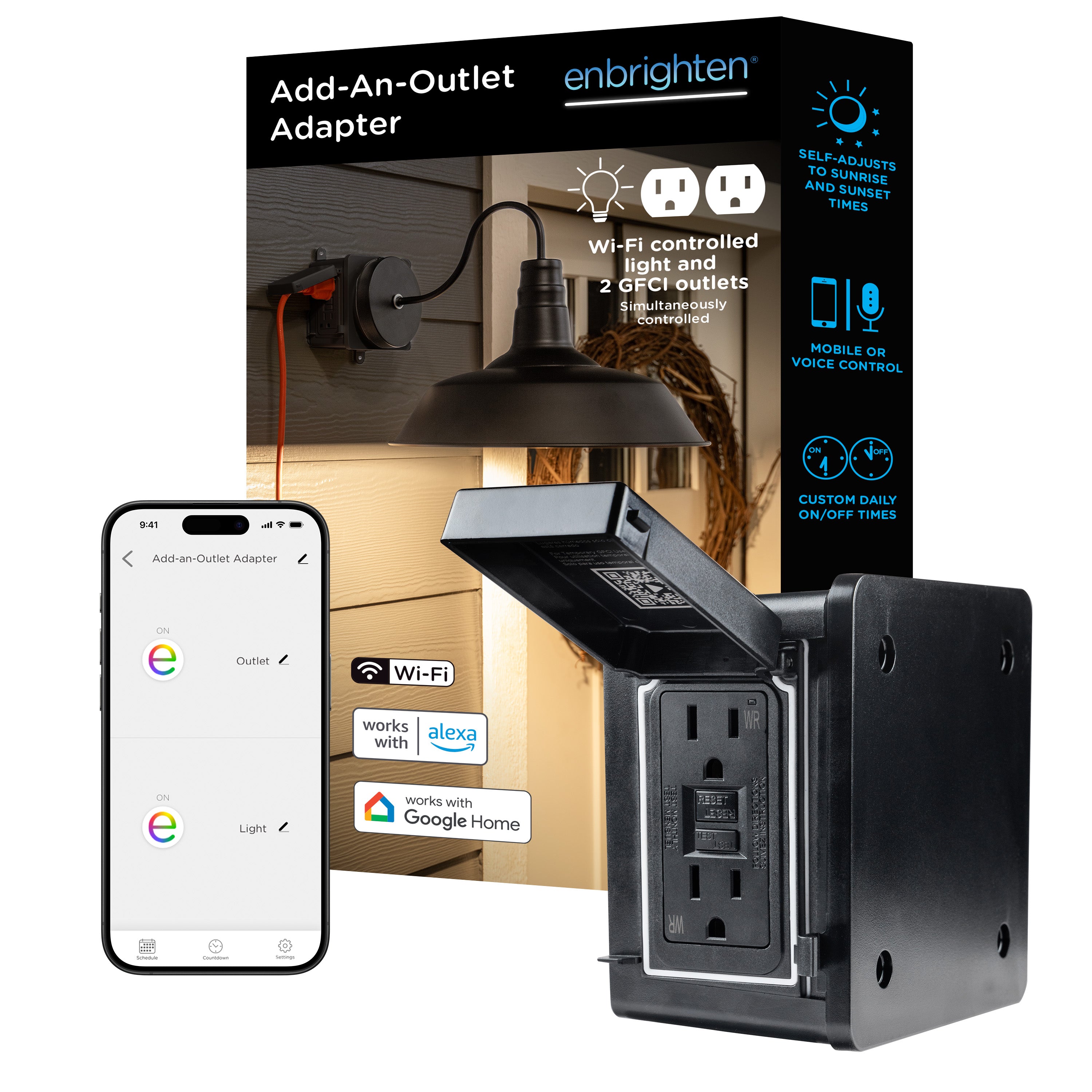 Enbrighten VIBE WiFi Add-An-Outlet Smart Adapter, Black