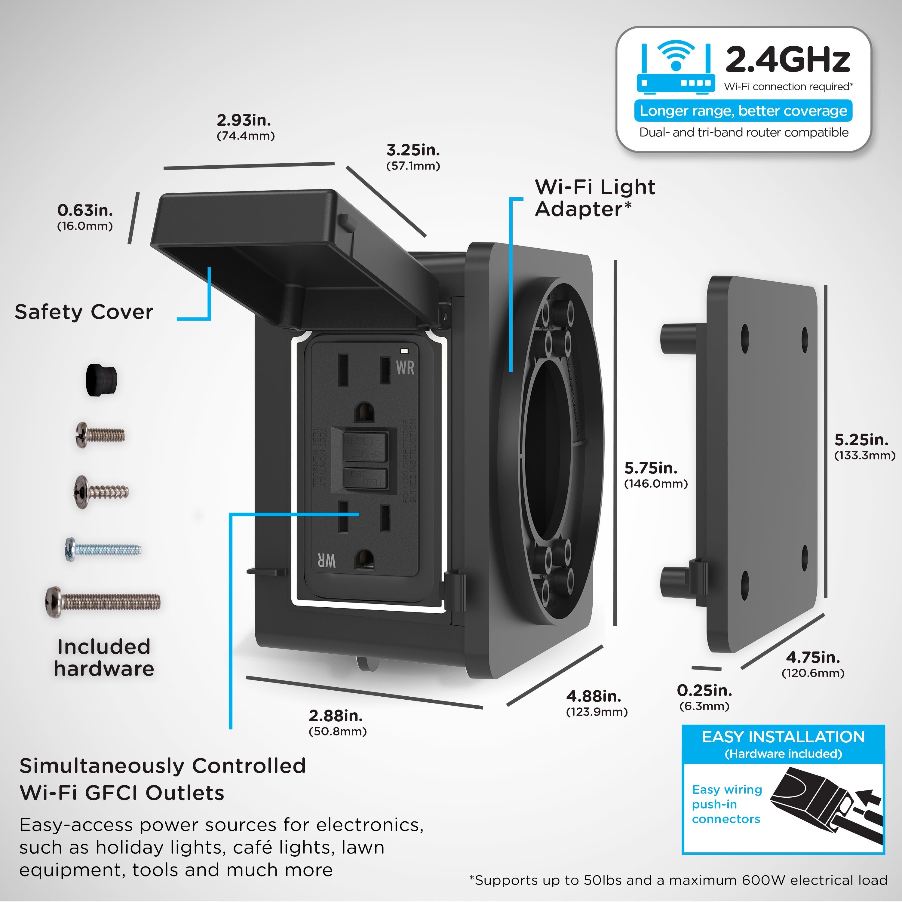 Enbrighten VIBE WiFi Add-An-Outlet Smart Adapter, Black