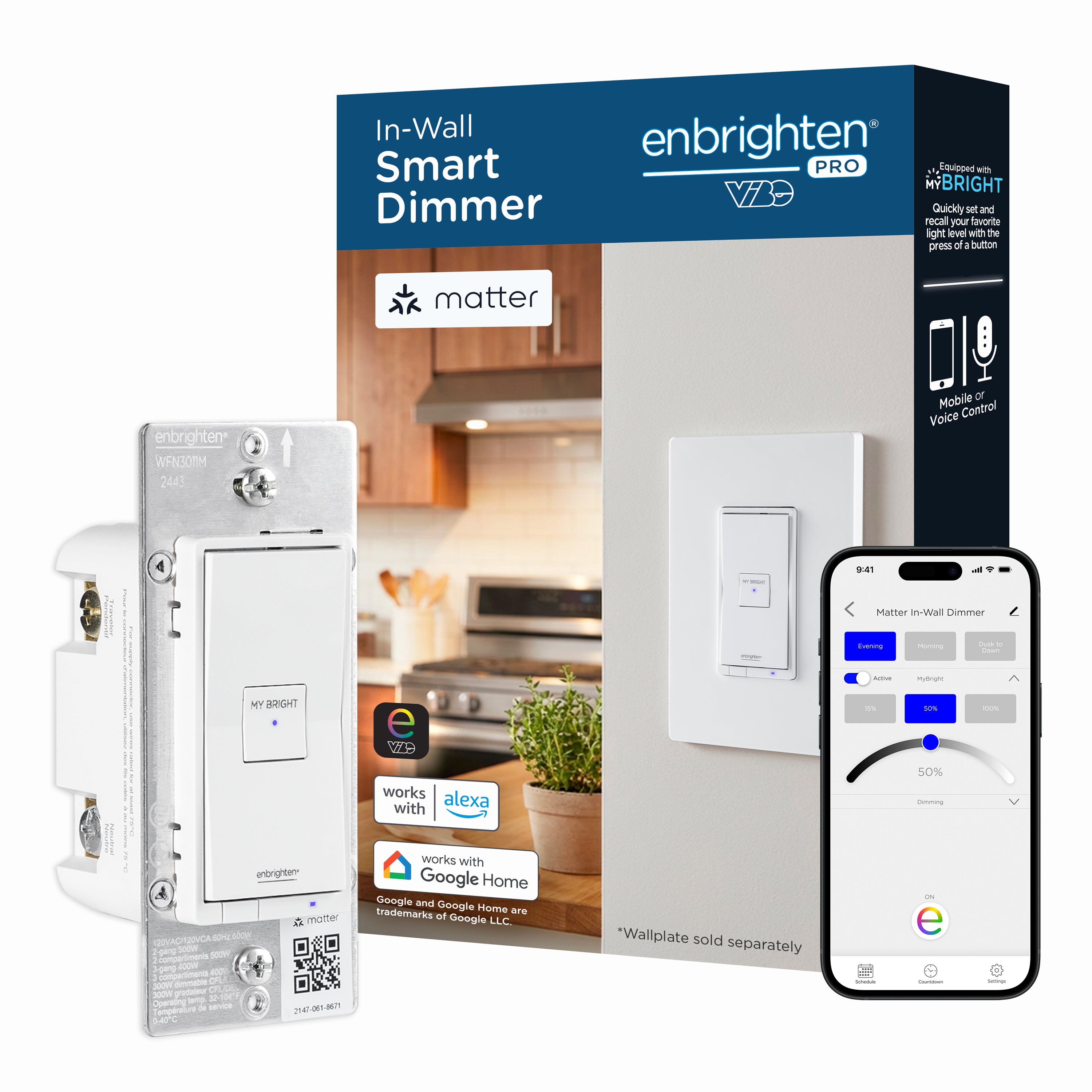Enbrighten Pro In-Wall Wi-Fi Matter MyBright Smart Dimmer