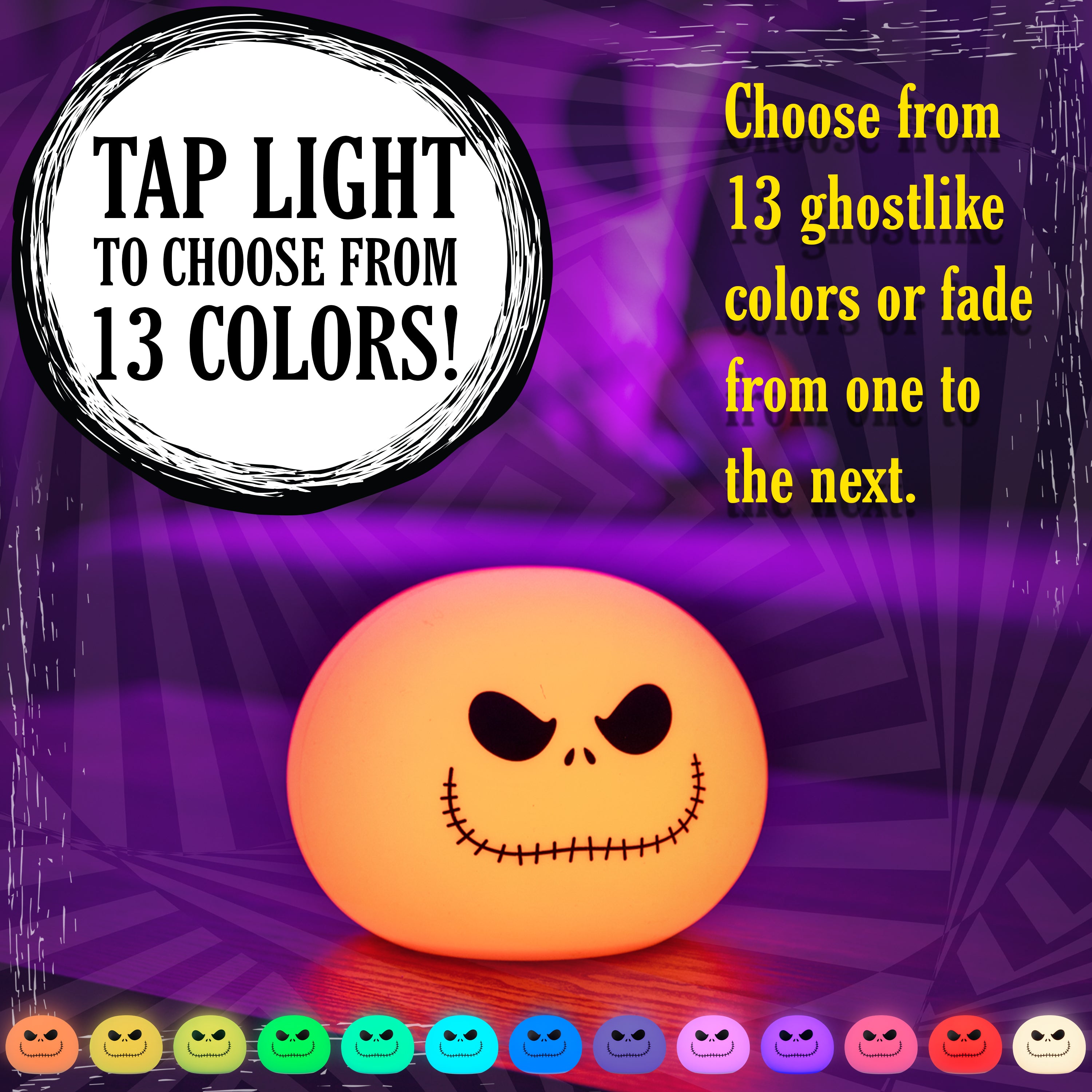 Disney Jack Skellington Color-Changing Tabletop LED Night Light, White