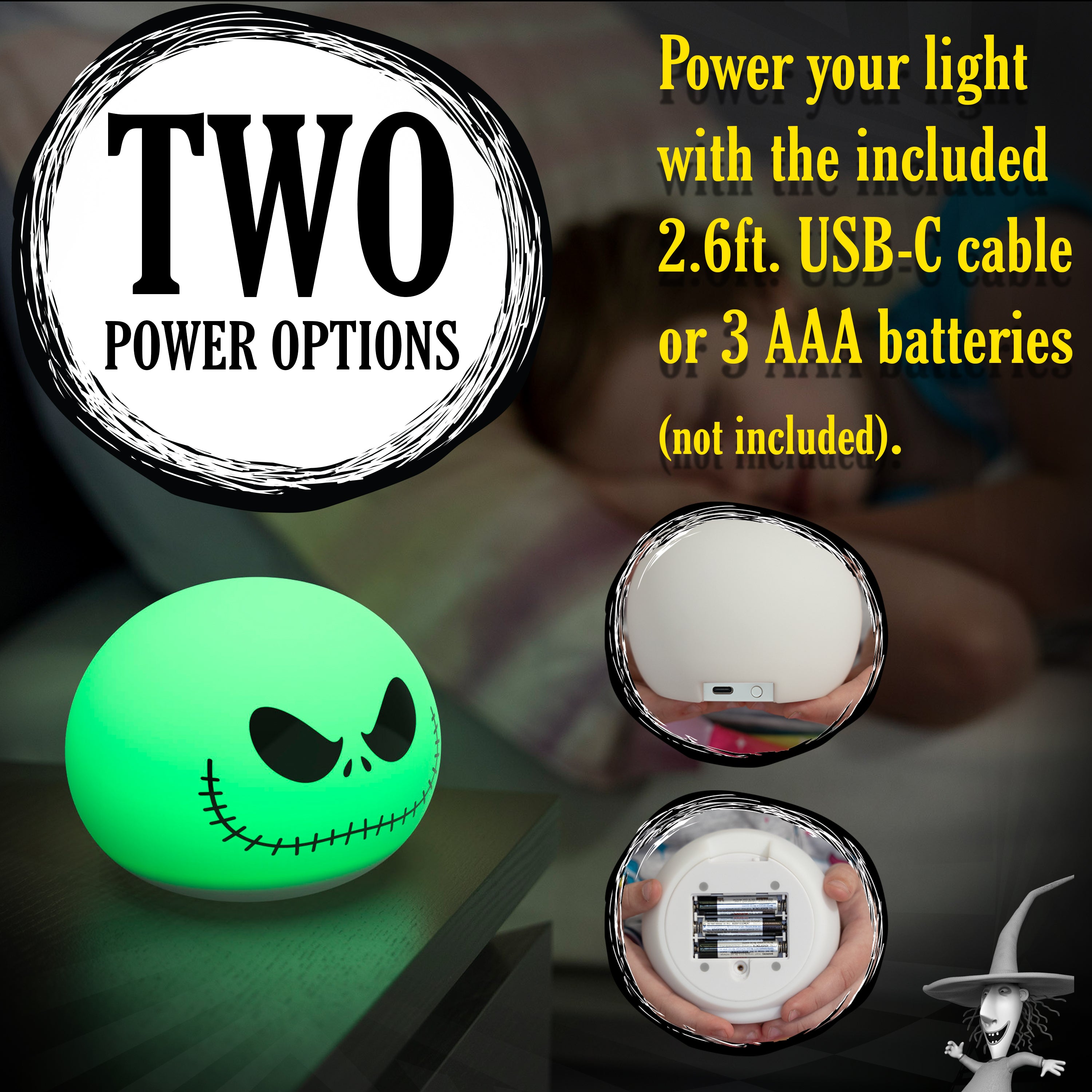 Disney Jack Skellington Color-Changing Tabletop LED Night Light, White