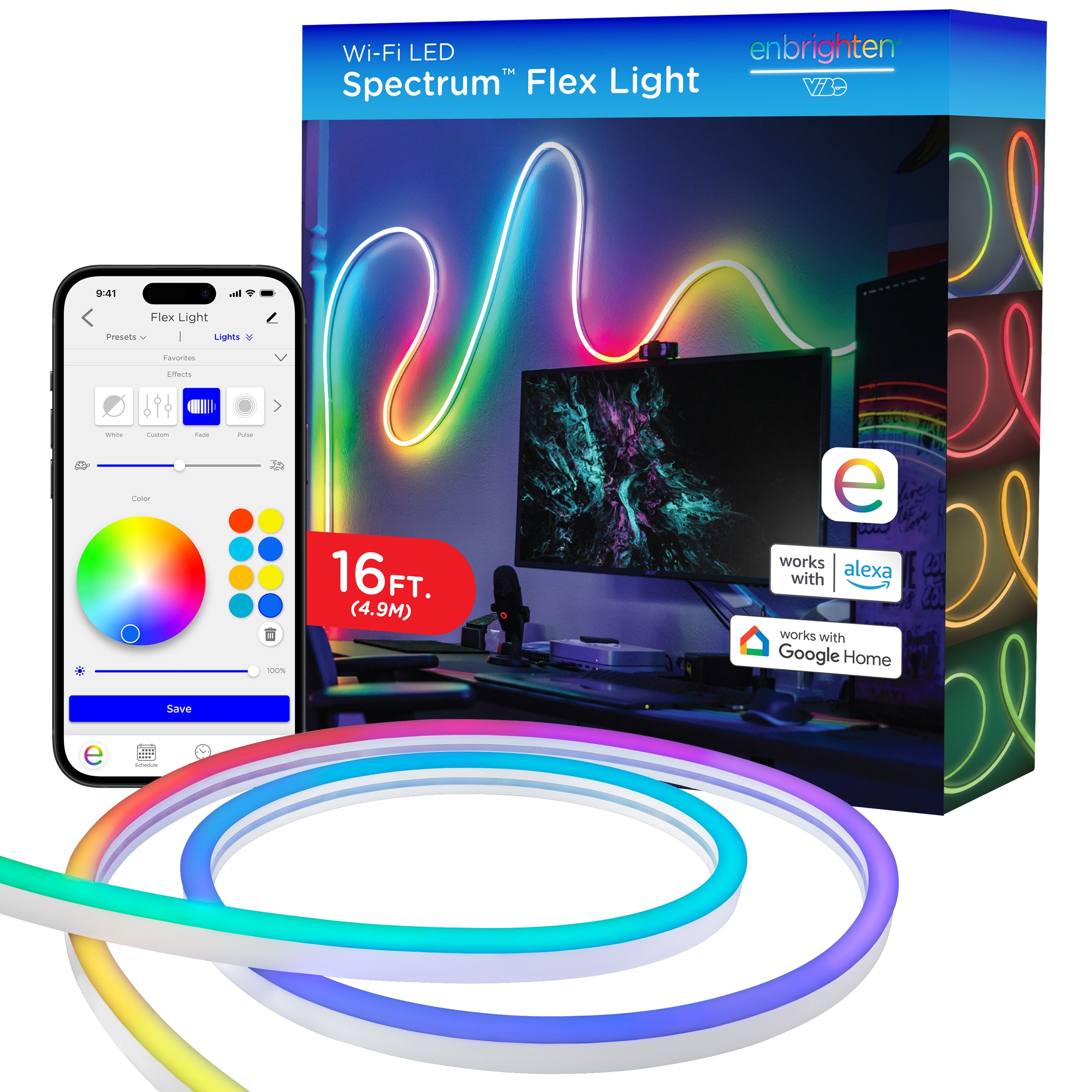 Enbrighten VIBE WiFi Spectrum Indoor Color-Changing LED Flex Light, 16ft.