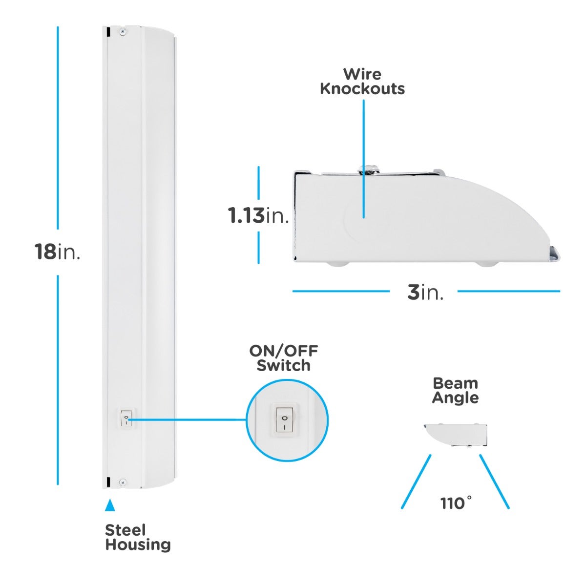 Enbrighten 18in. Dimmable Direct Wire LED Under Cabinet Light Fixture, White