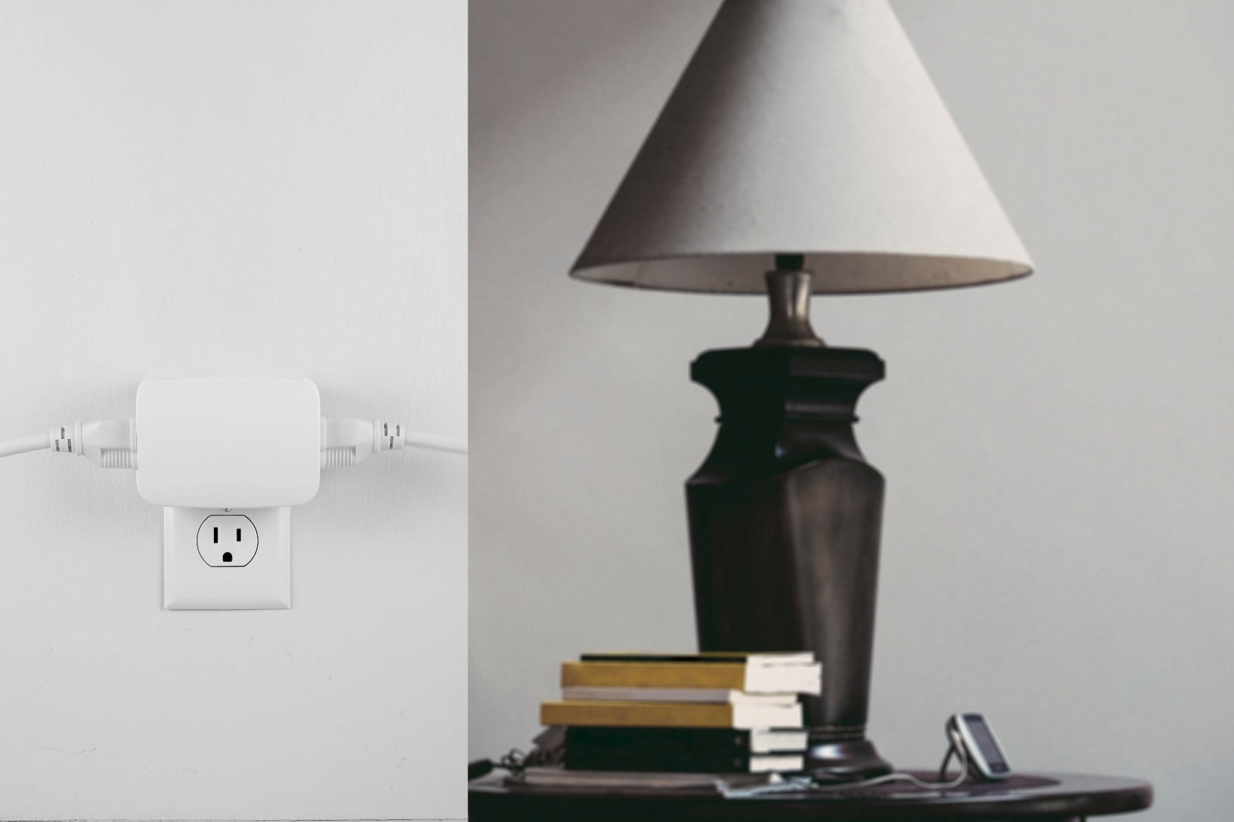 Enbrighten Zigbee Plug-In Smart Dimmer with Dual Controlled Outlets, White