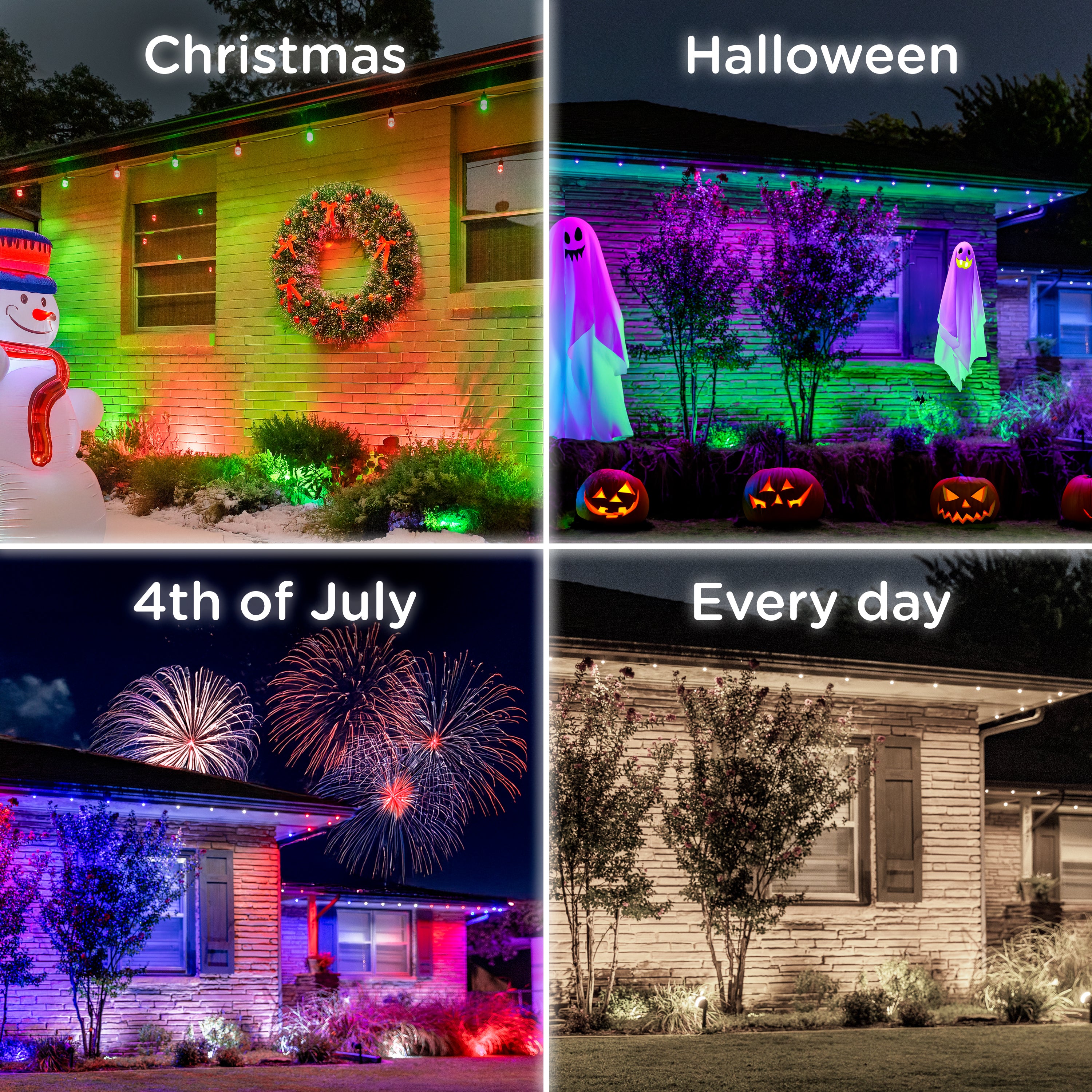 Enbrighten VIBE WiFi Color-Changing Eternity Landscape Lights, 8 Lights, 33ft. Black Cord