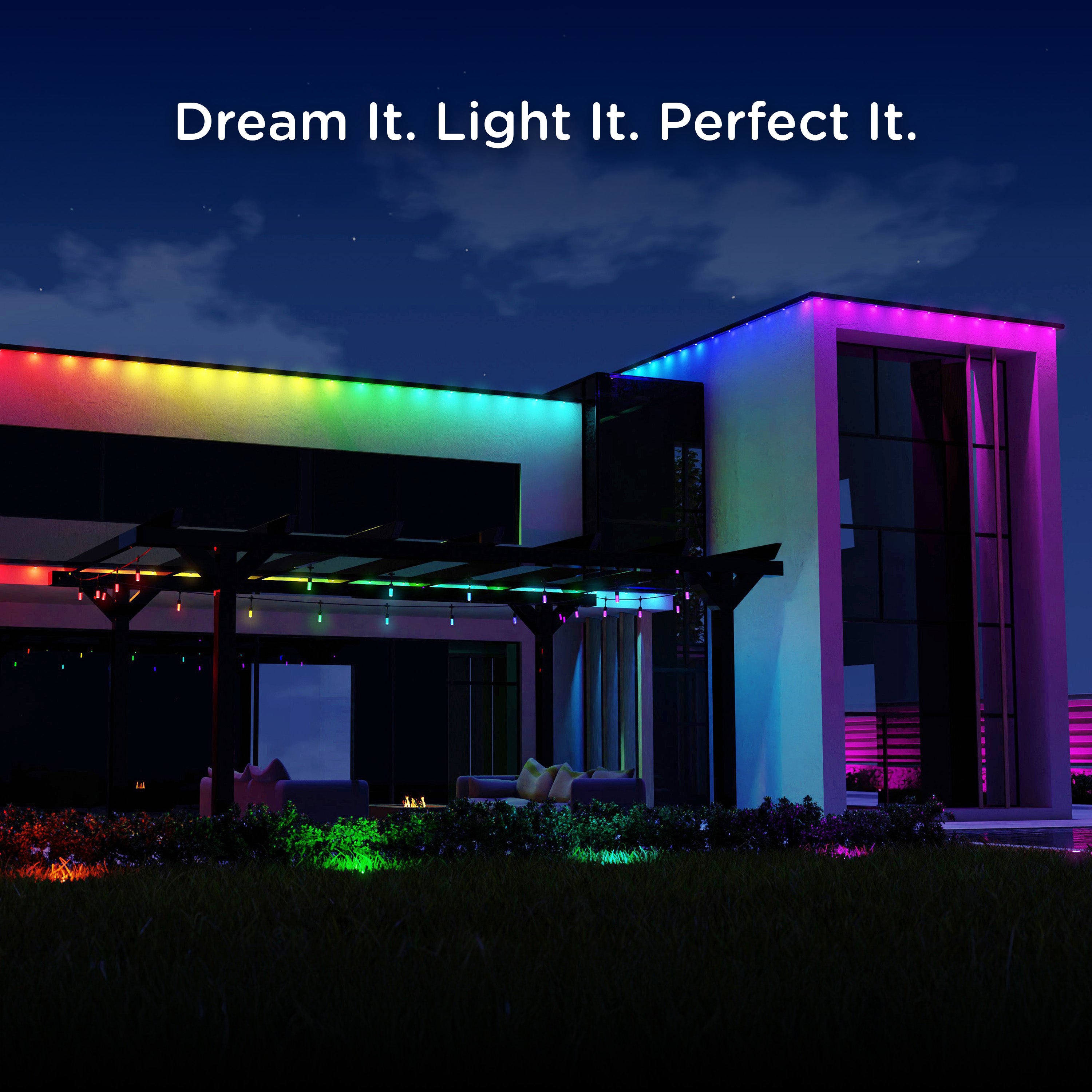 Enbrighten WiFi VIBE Modern Color-Changing LED Cafe Lights, 24 Bulbs, 48ft. Black Cord