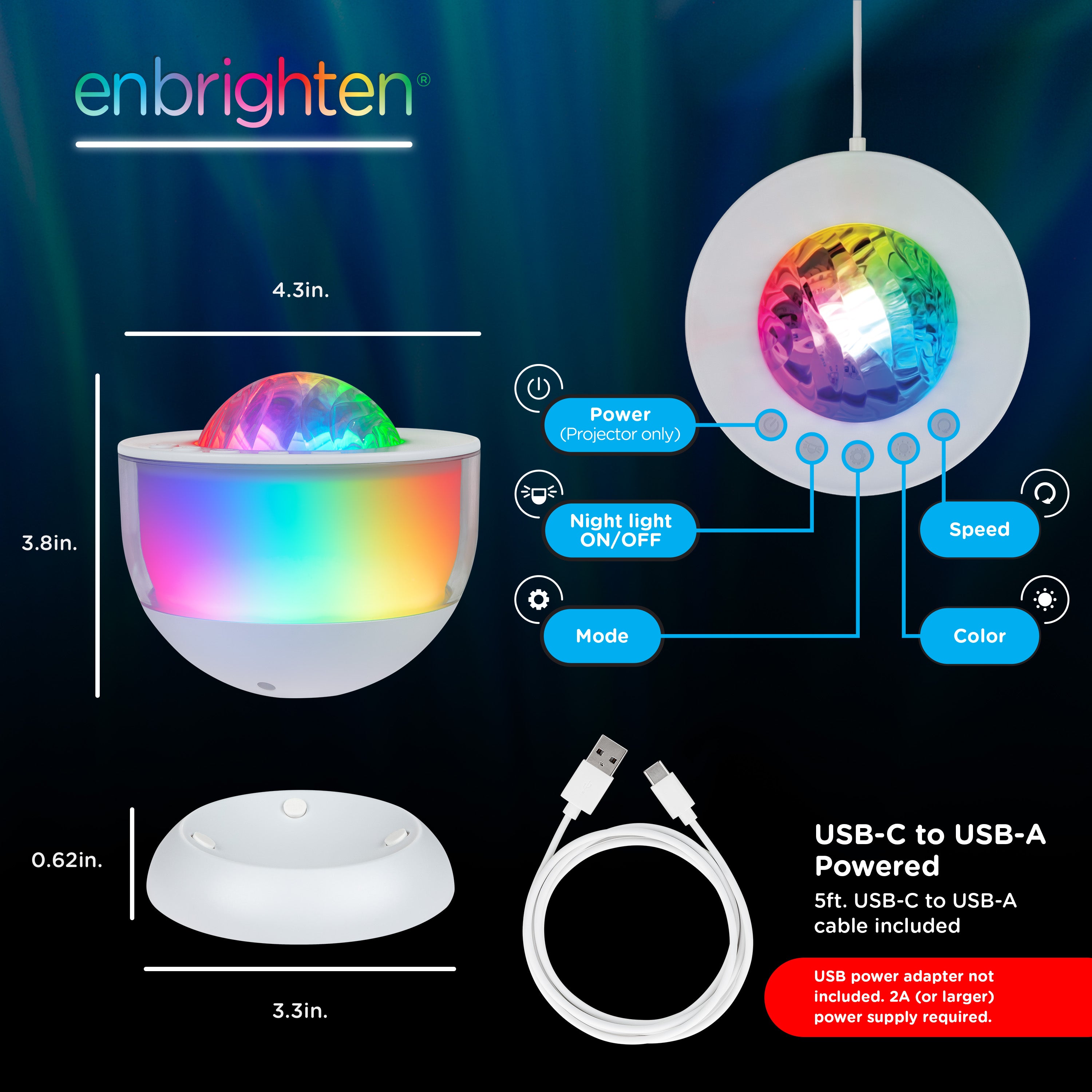 Enbrighten Galaxy Wave Projector Globe Light