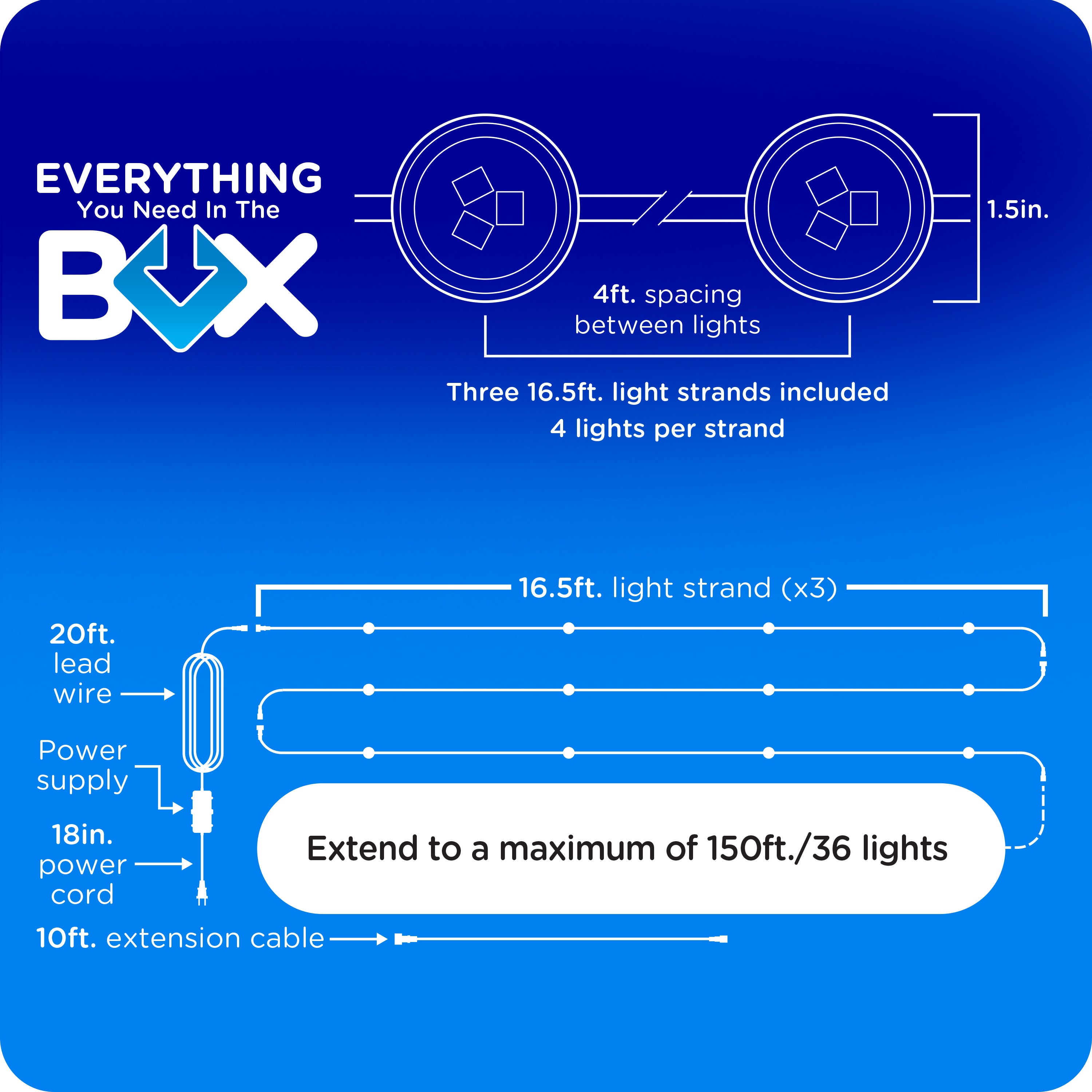 Enbrighten VIBE WiFi Color-Changing Permanent Outdoor Eternity Accent Lights, 12 Lights, 50ft. White Cord