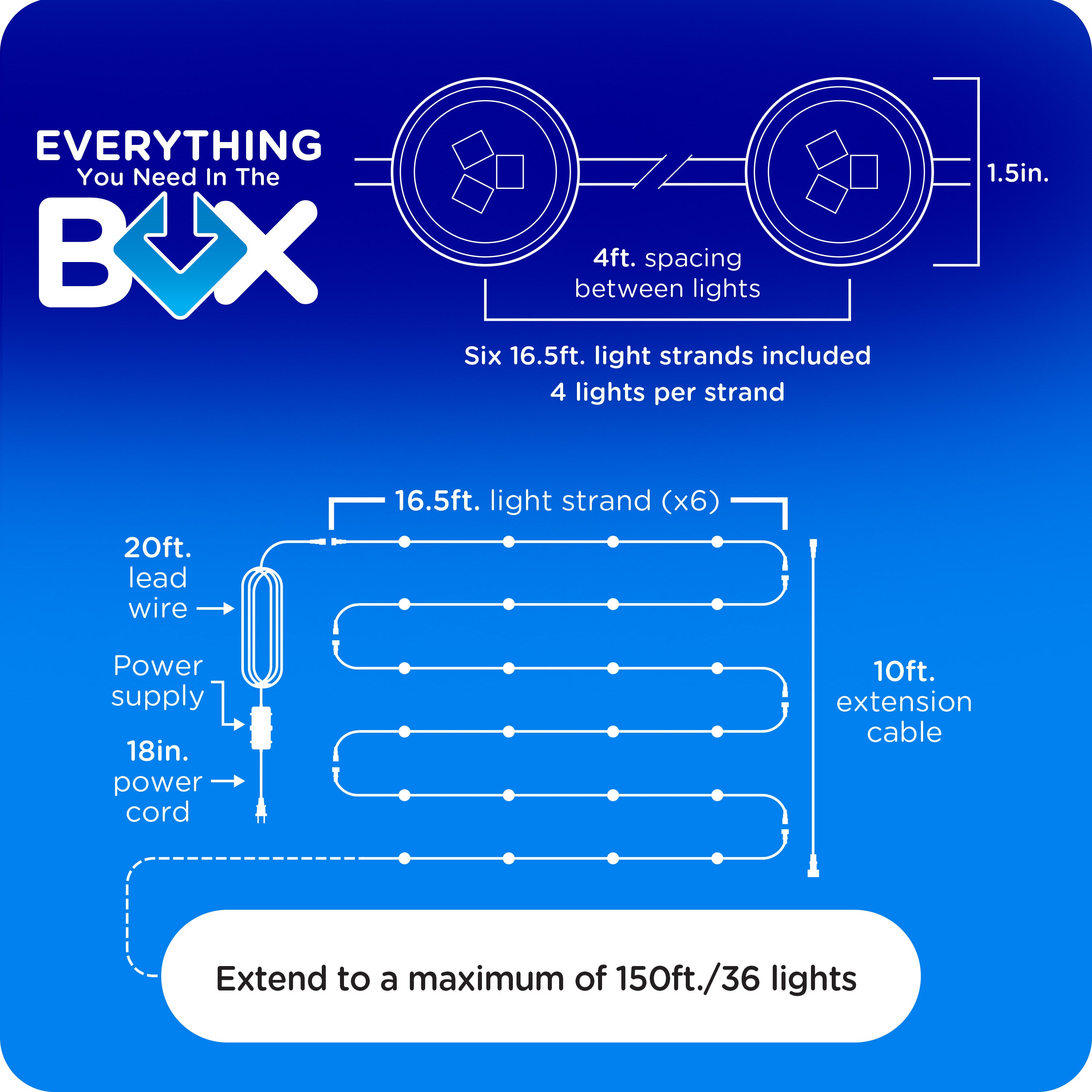 Enbrighten VIBE WiFi Color-Changing Permanent Outdoor Eternity Accent Lights, 24 Lights, 100ft. Black Cord