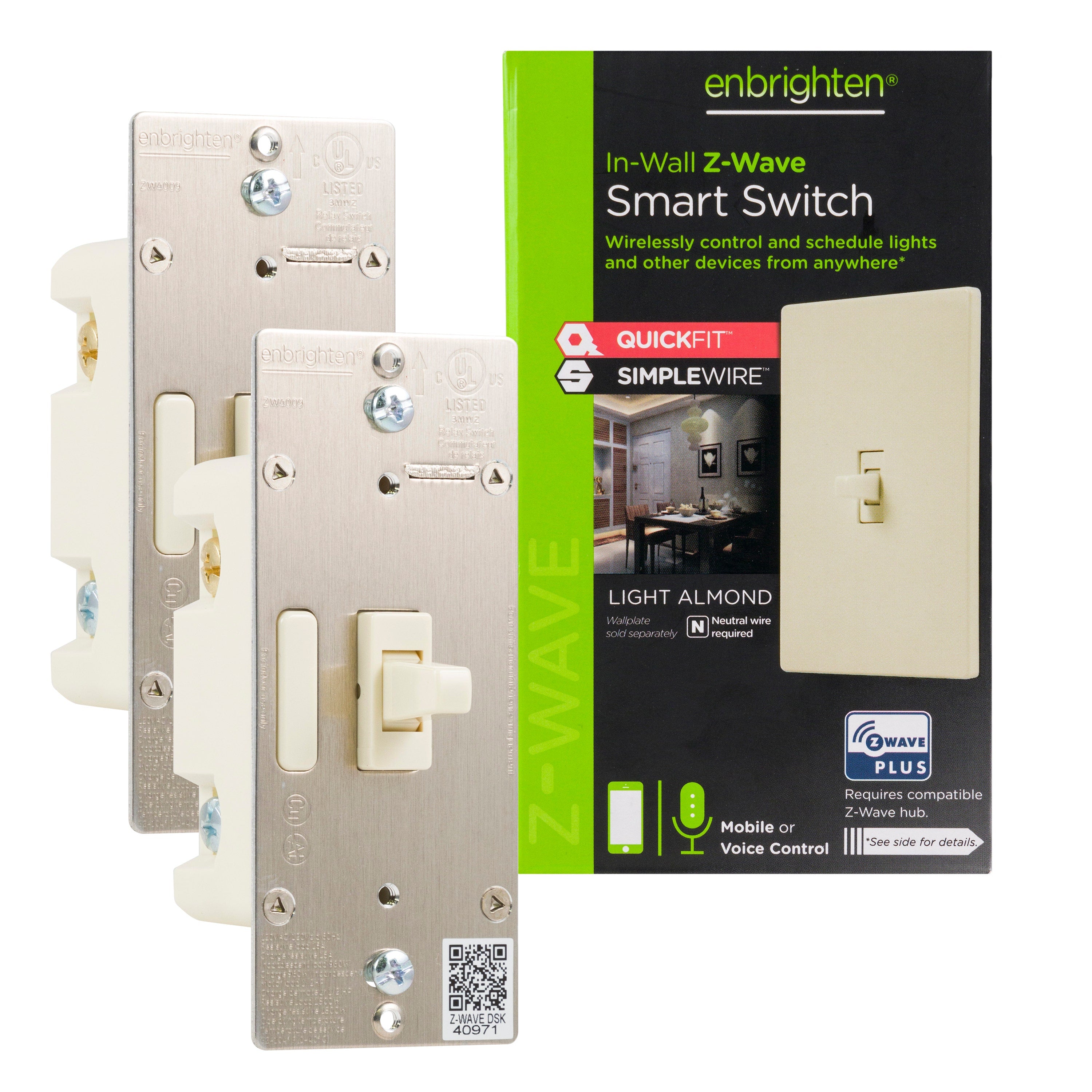 Z-Wave In-Wall Smart Toggle Switch with QuickFit and SimpleWire