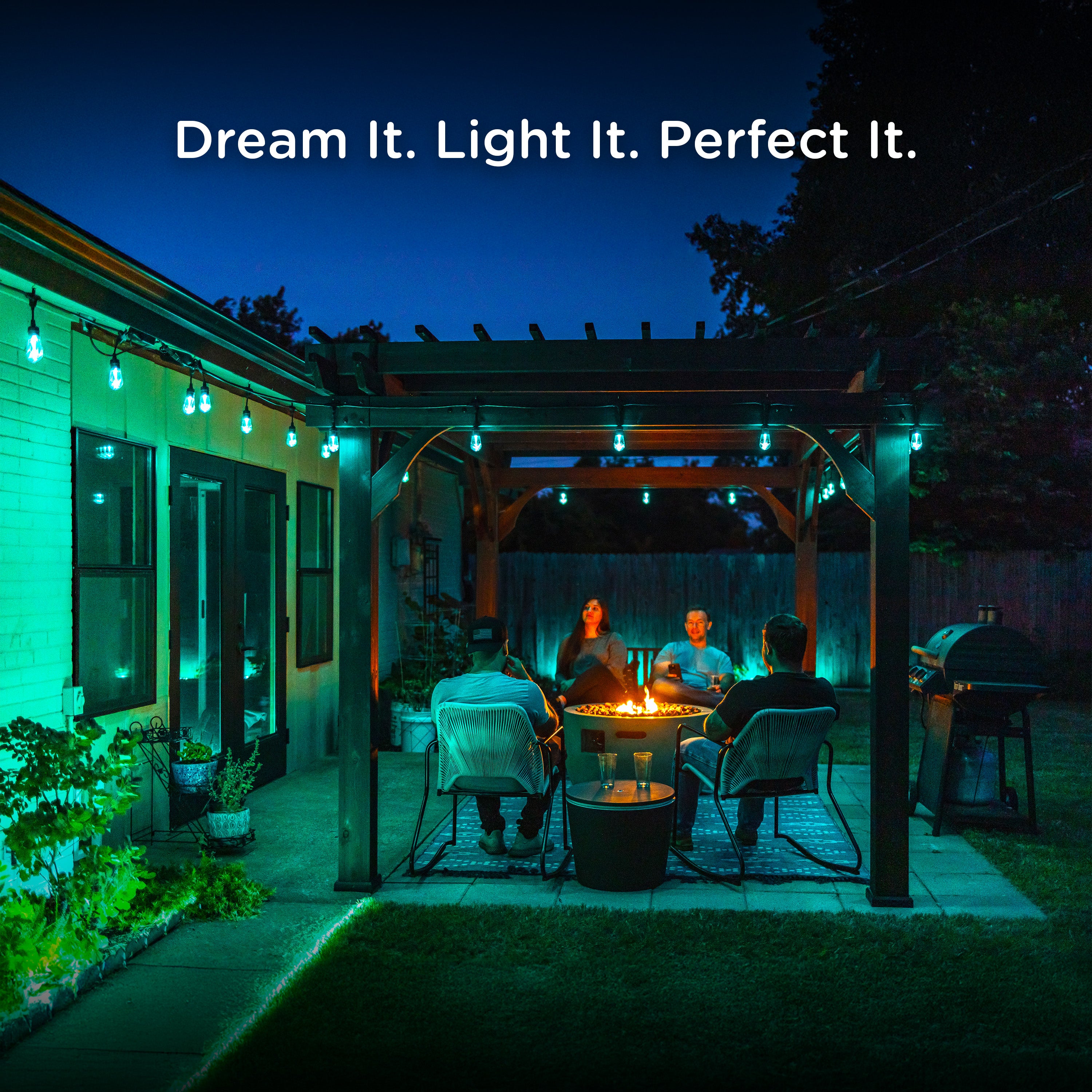 Enbrighten VIBE WiFi Vintage Color-Changing LED Cafe Lights Gen 2, 12 Bulbs, 24ft. Black Cord