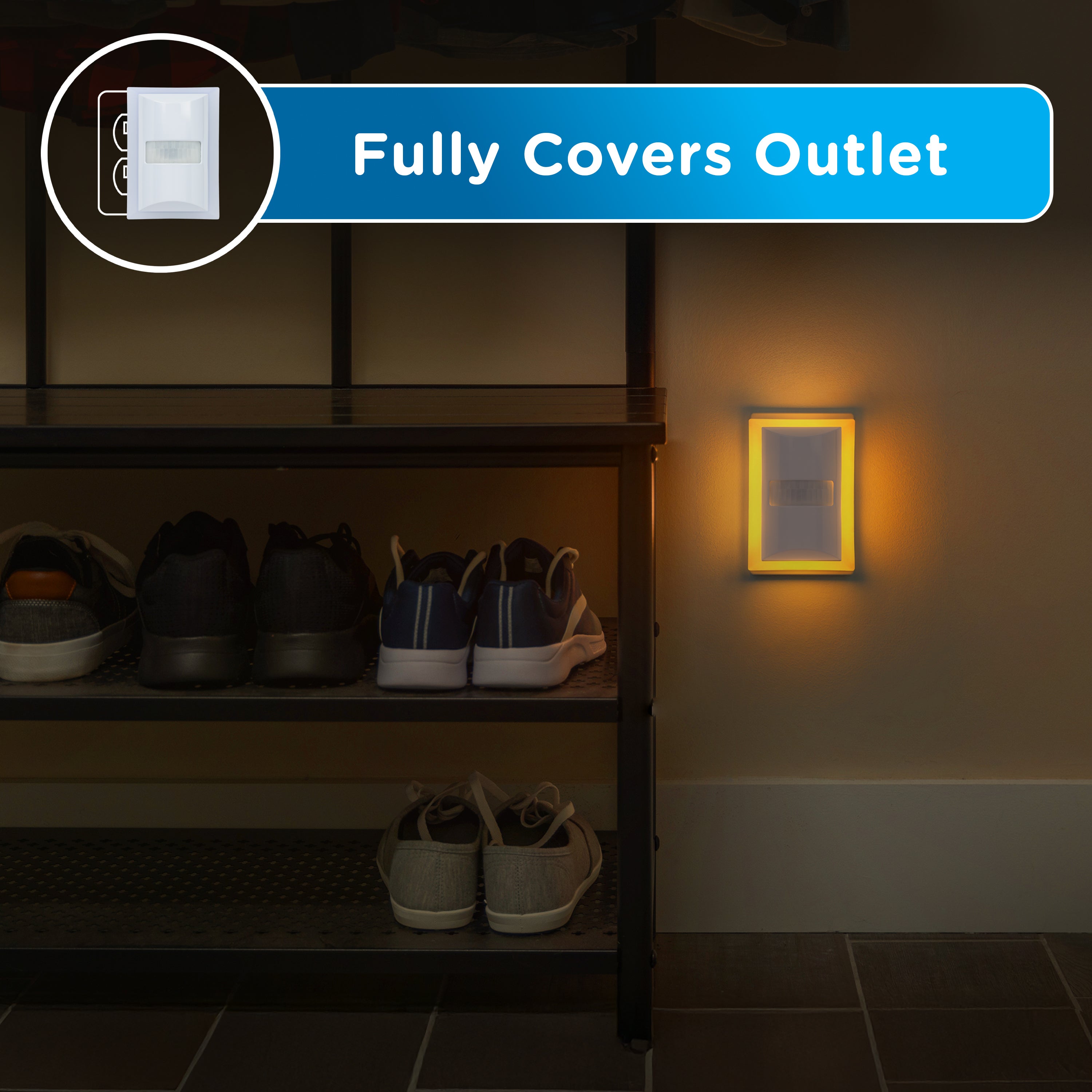 Enbrighten SleepLite Night Light, Motion Select, Motion-Boost, Amber LED, Coverlite, Backlit, White