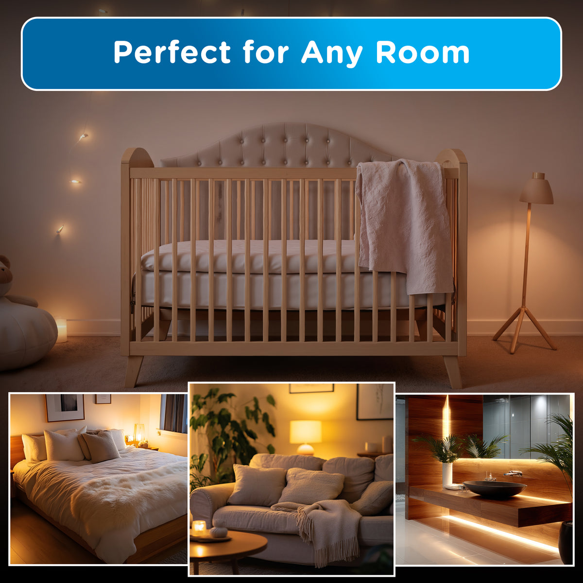 Enbrighten SleepLite Night Light, Motion Select, Motion-Boost, Amber LED, Coverlite, Backlit, Brushed Nickel, 2 Pack