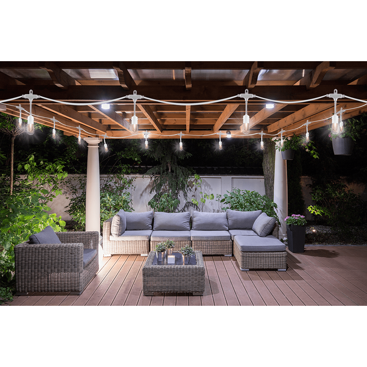 Enbrighten Vintage LED Cafe Lights, 24 Bulbs, 48ft. White Cord