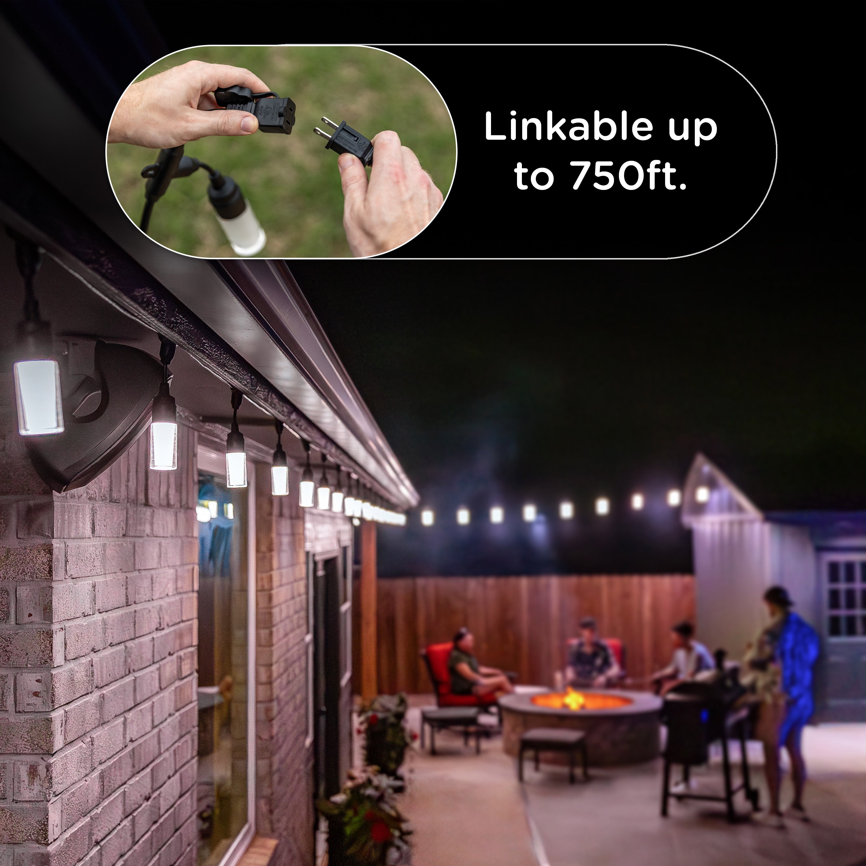 Enbrighten Modern Outdoor String Lights, 48ft, 24 Cylindrical Shatterproof Bulbs, Cool White