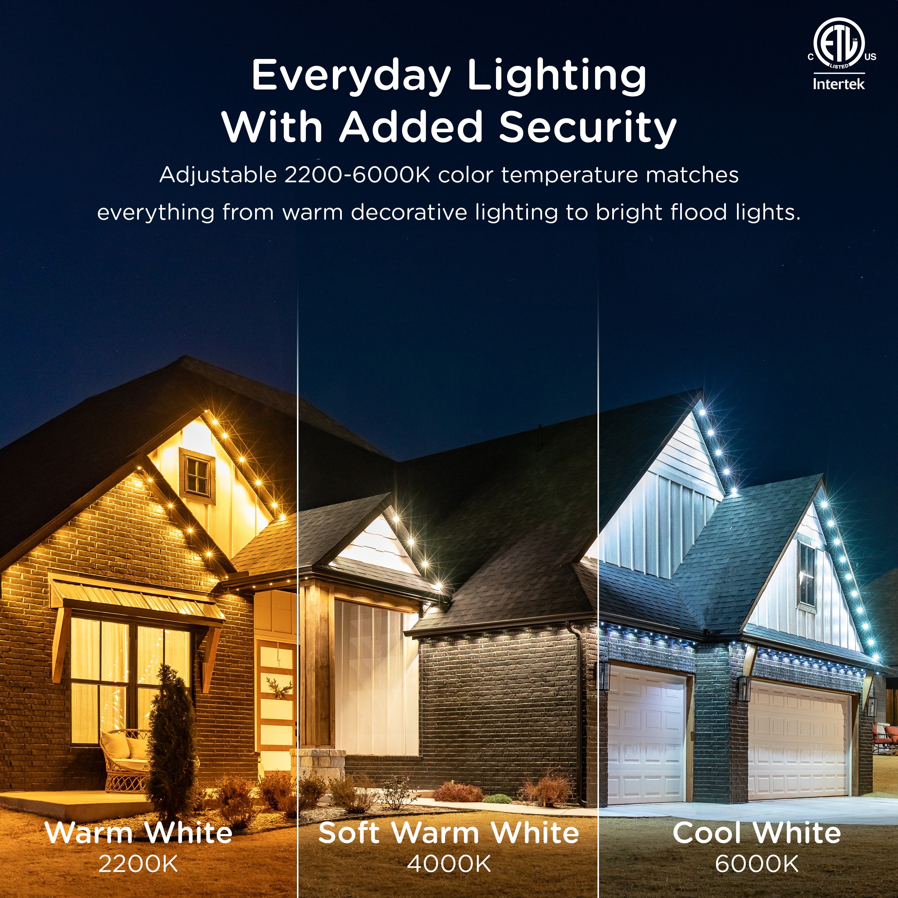 Enbrighten VIBE WiFi Color-Changing Permanent Outdoor Eternity Eave Lights, 108 Lights, 150ft. Black
