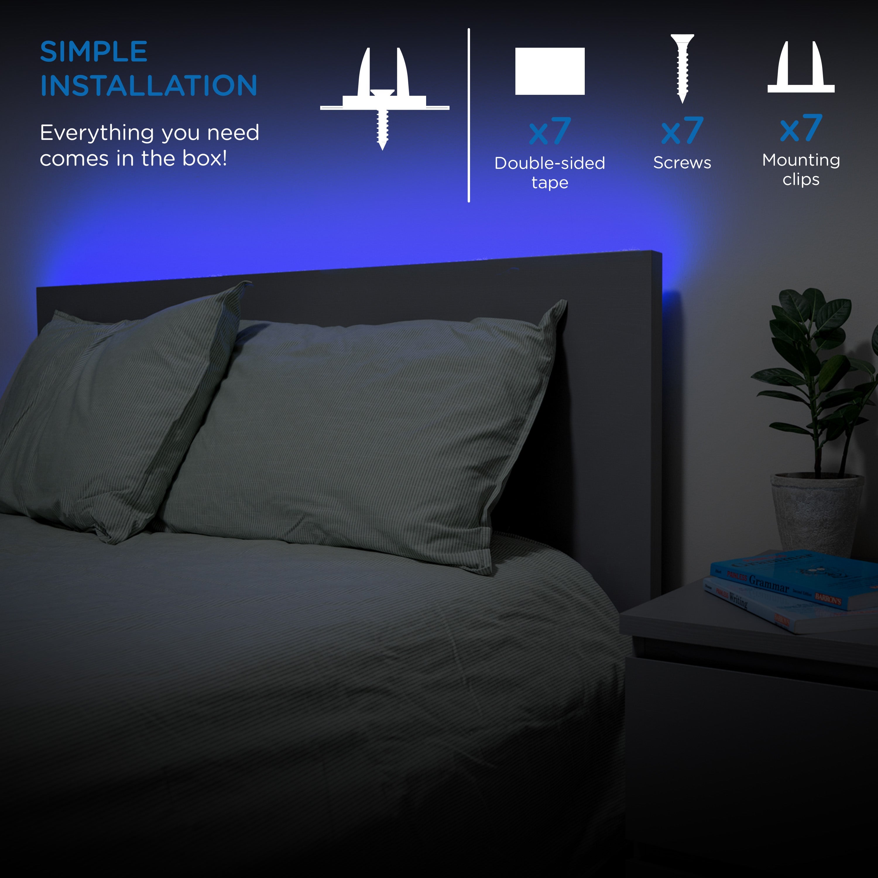 Enbrighten Basics Indoor USB-Powered Flex Light, 6.5ft., Blue