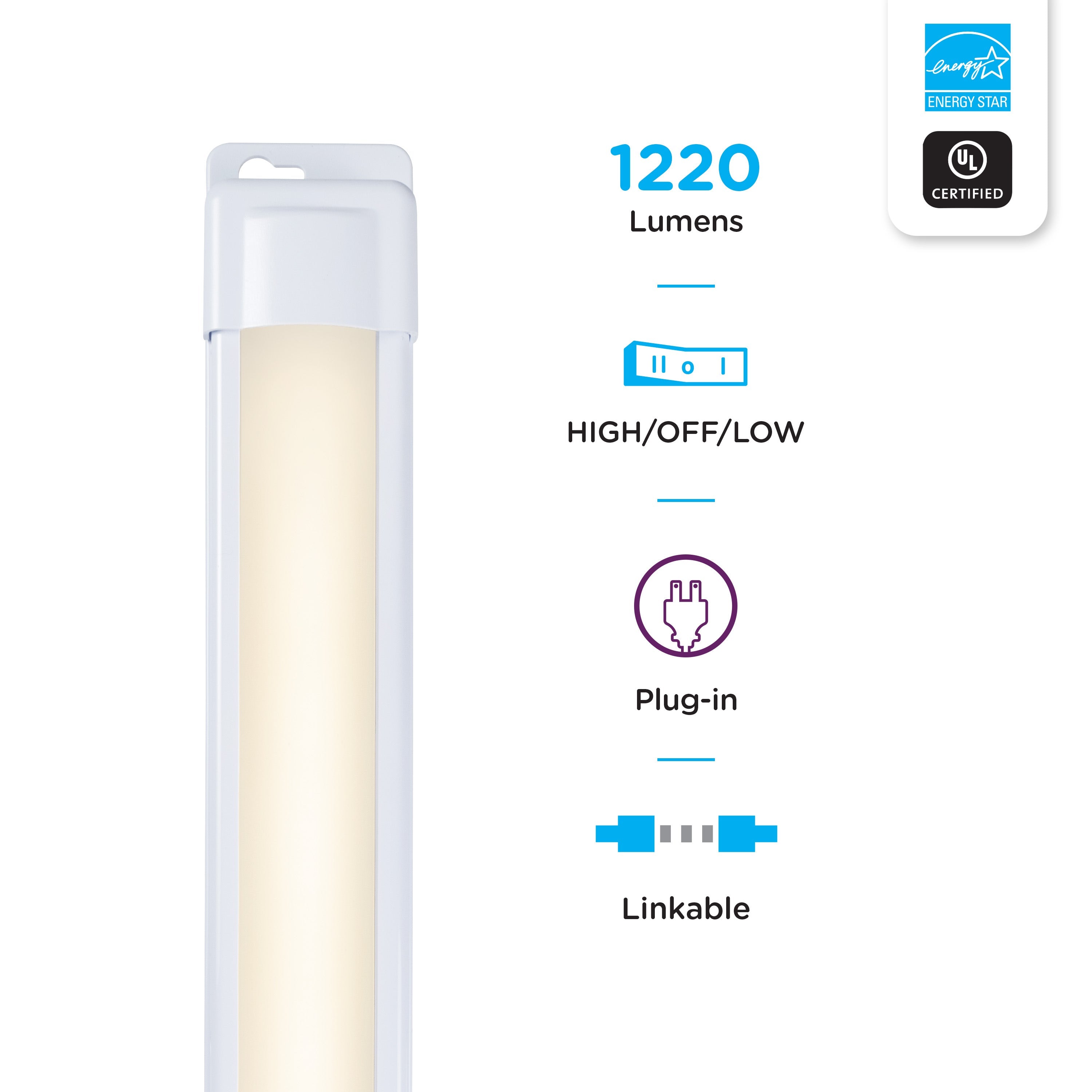 Enbrighten 36in. Plug-In LED Under Cabinet Light Fixture, White