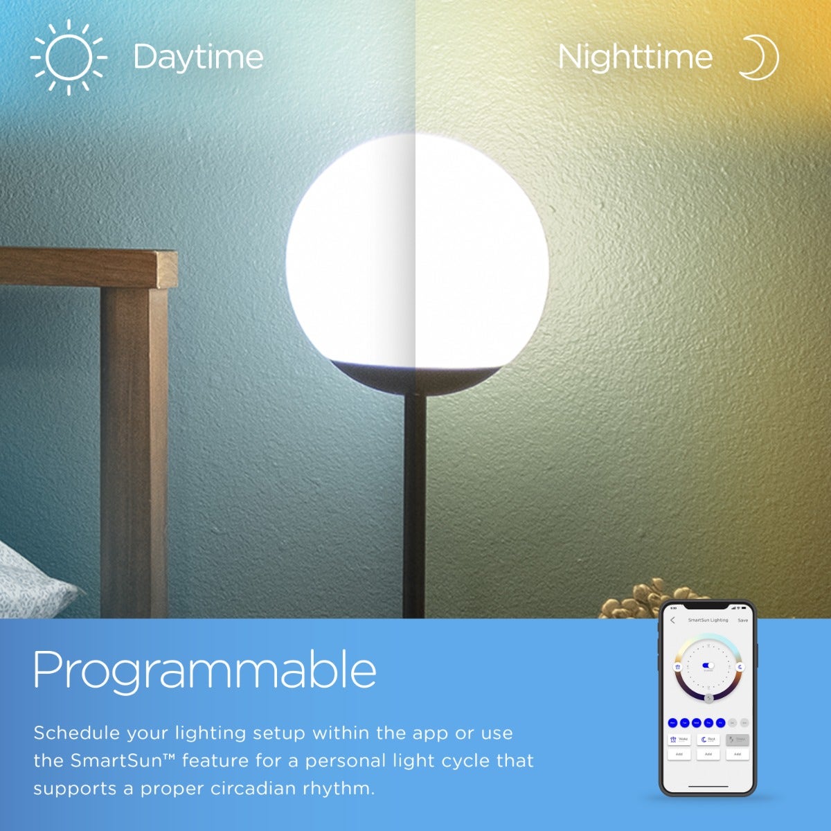 Enbrighten WiFi VIBE Color-Changing LED Tabletop Lamp with USB Charging, Black