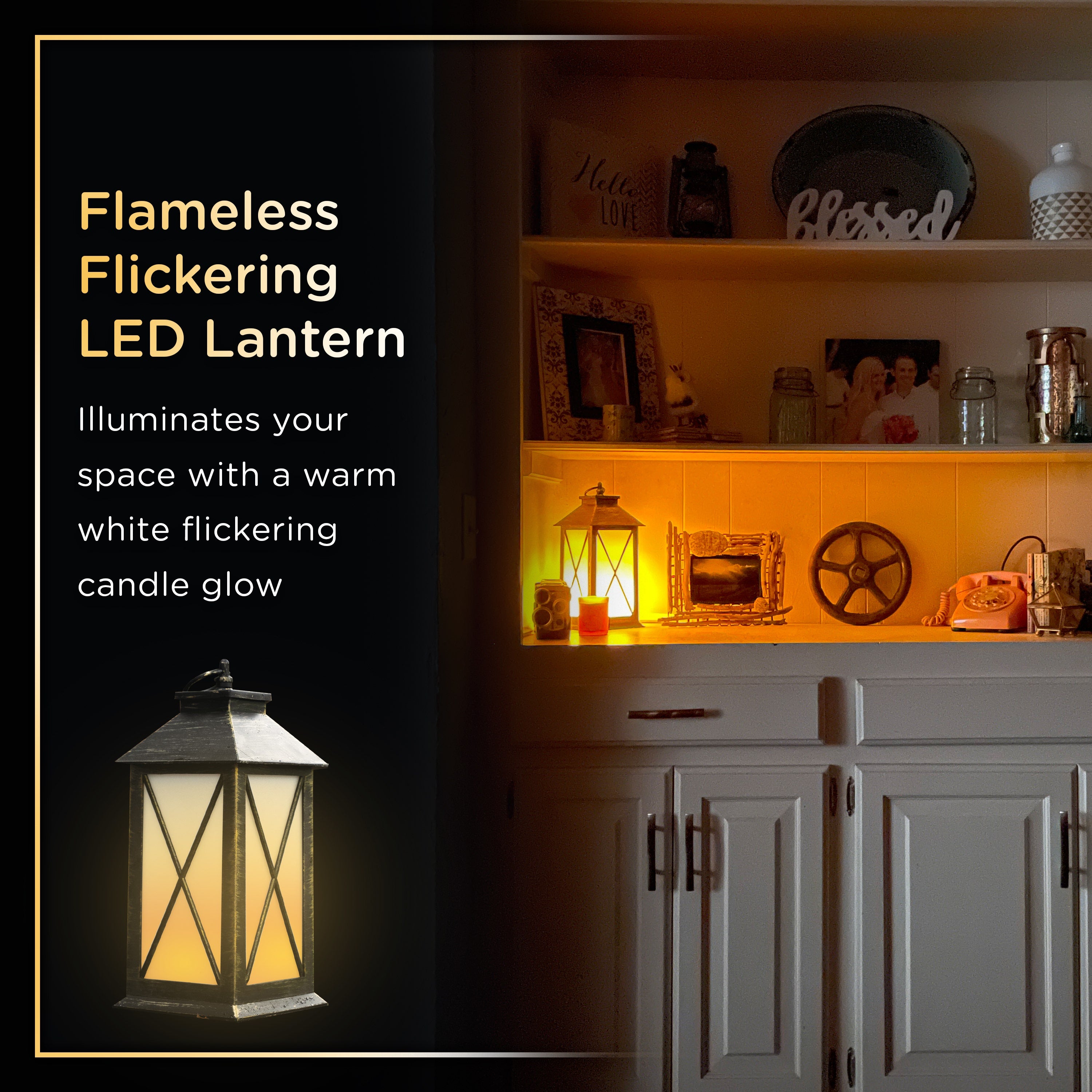 Enbrighten Candle Flicker LED Lantern. Black
