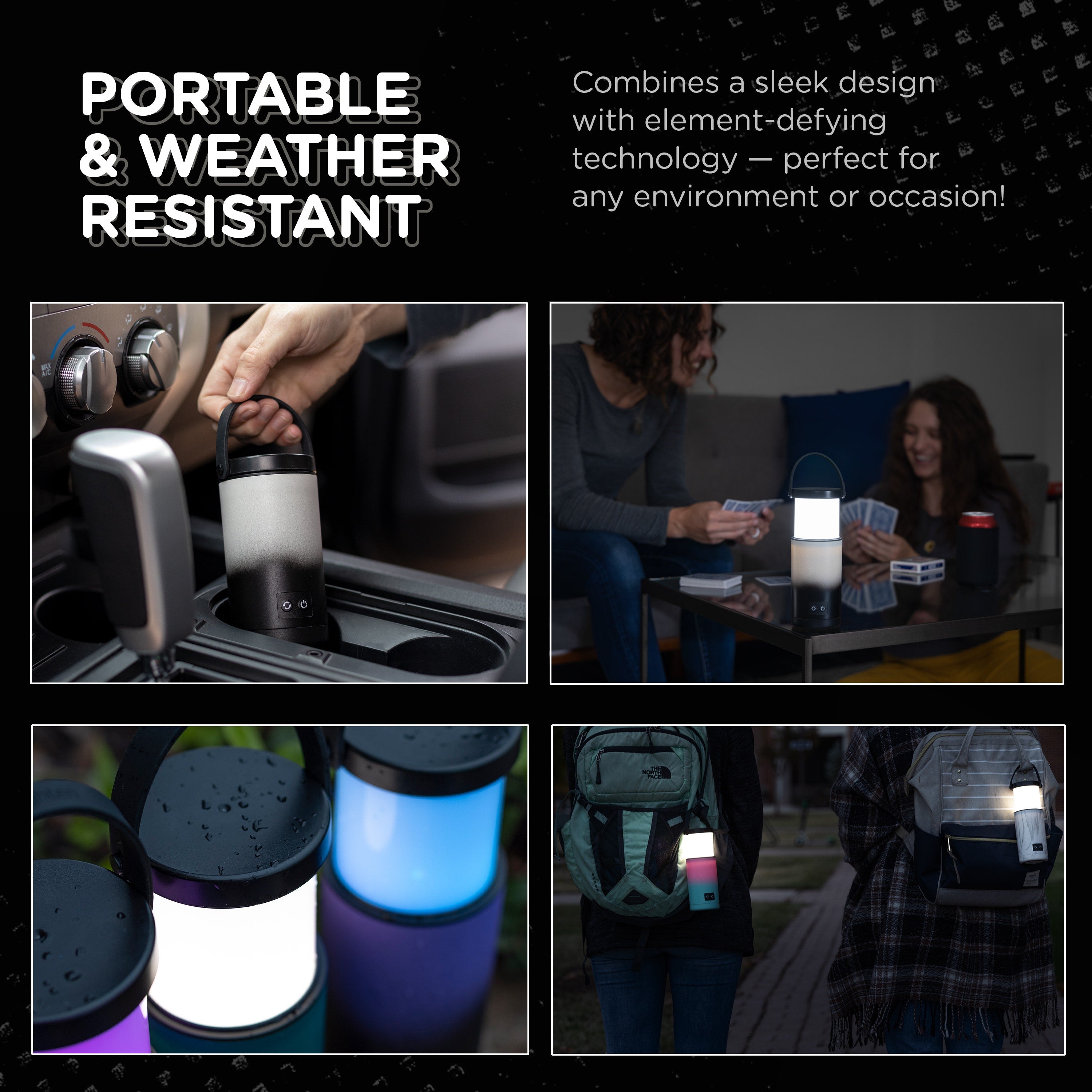 Enbrighten Color Changing LED Pop-up Lantern, White/Black