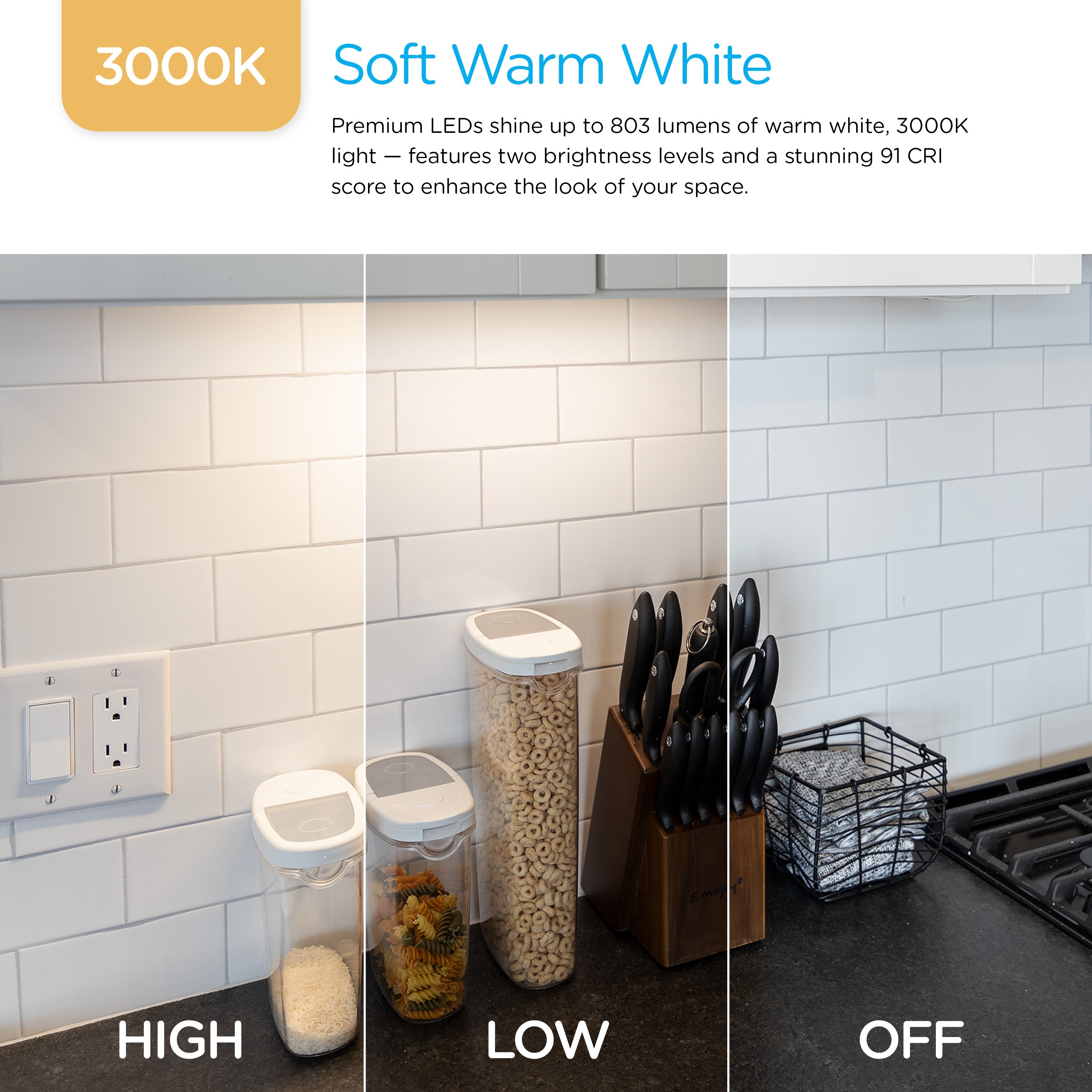 Enbrighten 24in. Plug-In LED Under Cabinet Light Fixture, White