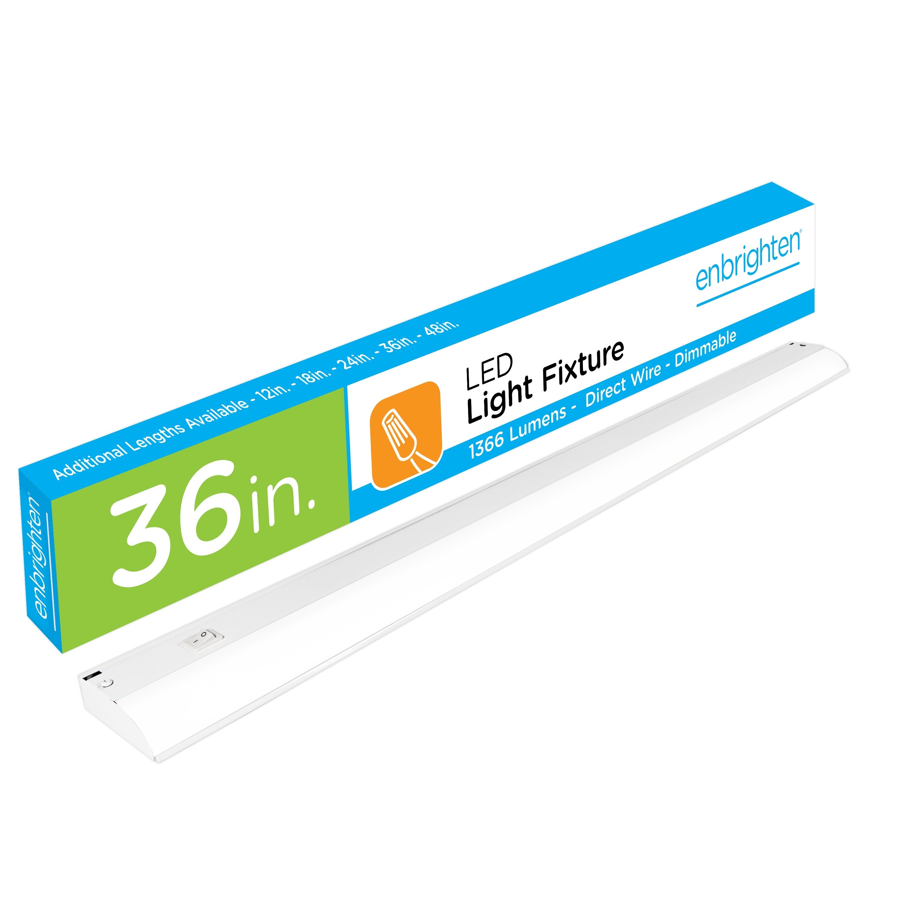 Enbrighten 36in. Direct Wire LED Under Cabinet Fixture, White