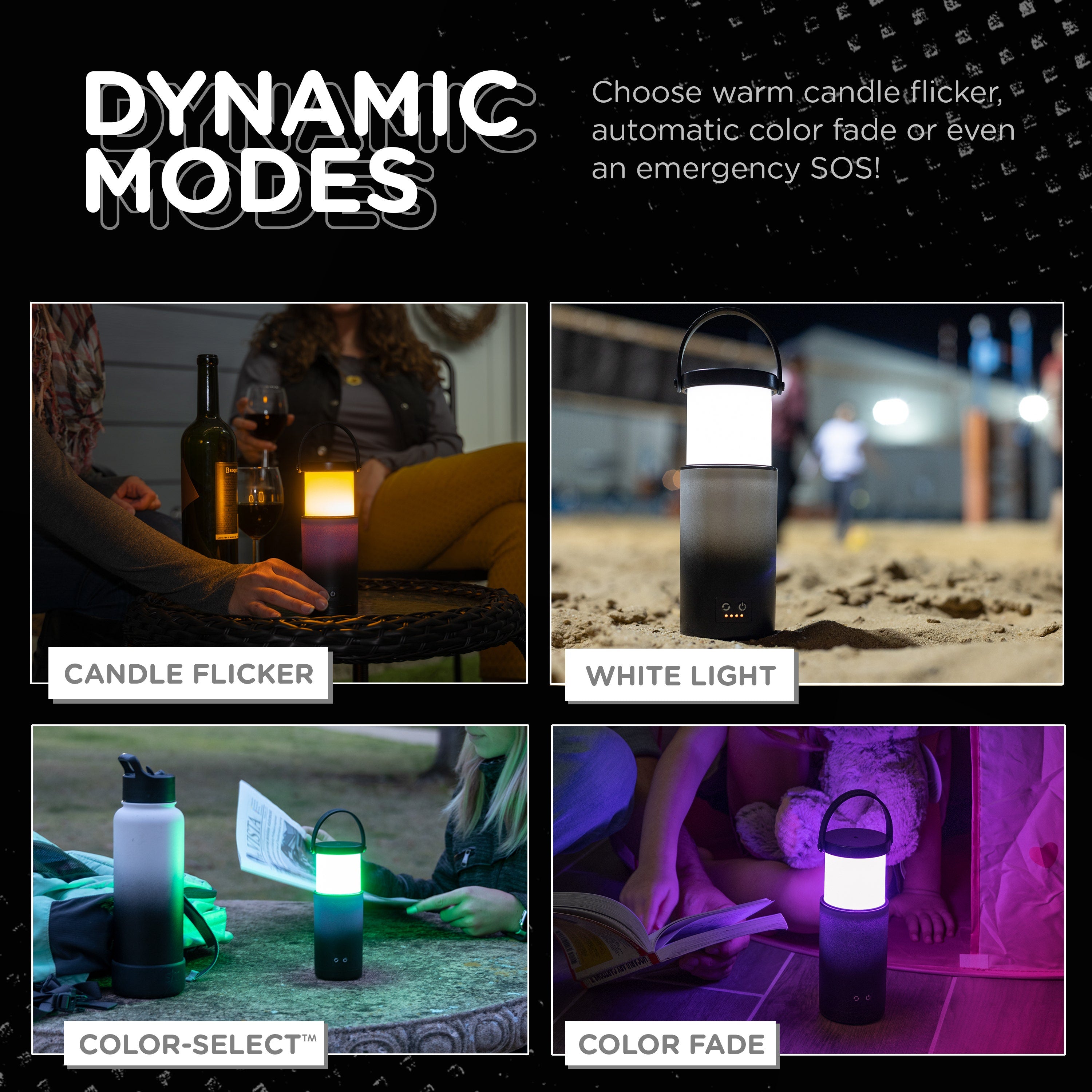 Enbrighten Color Changing LED Pop-Up Lantern, Rechargeable, Silver/Black