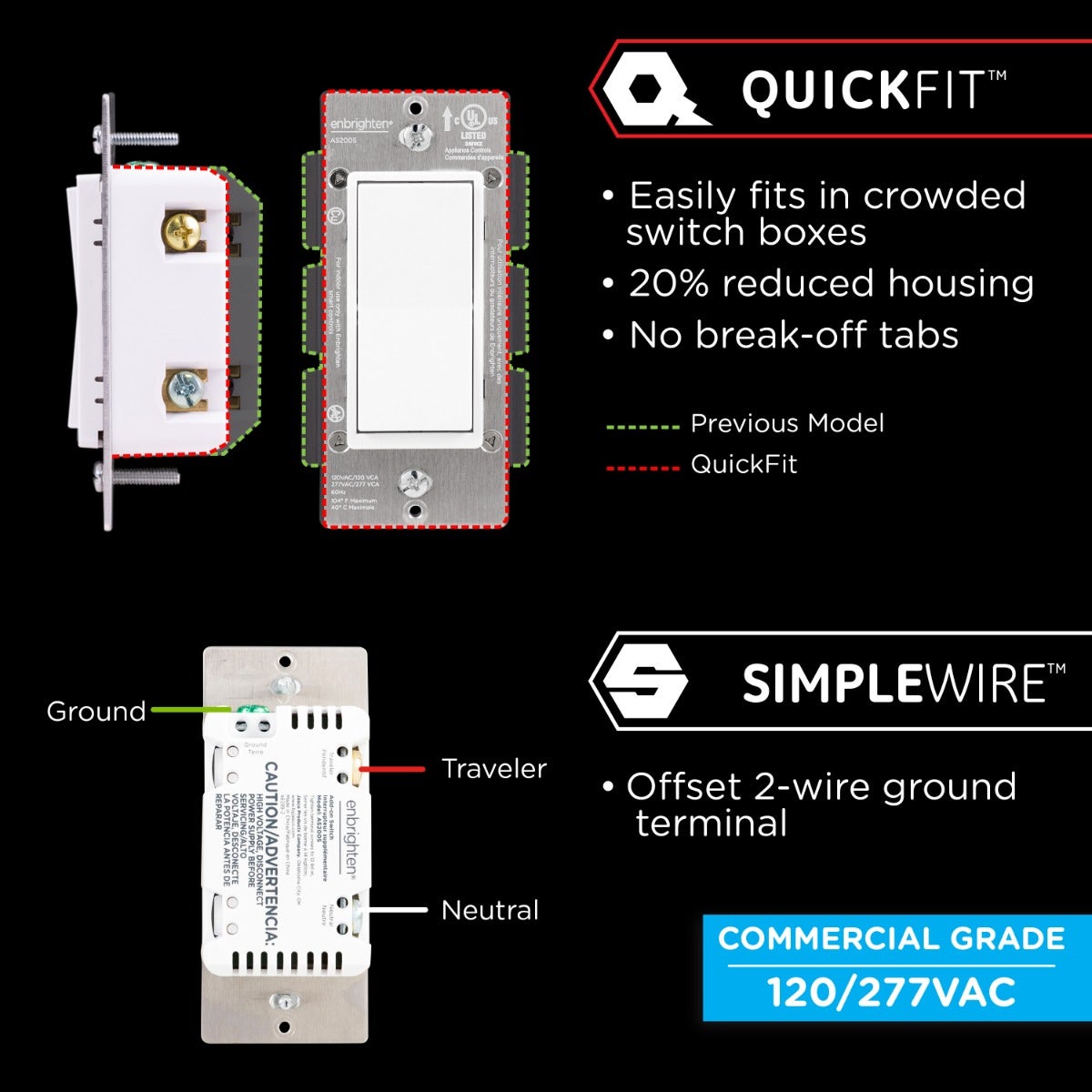 Enbrighten Add-On Switch with QuickFit™ and SimpleWire™, White