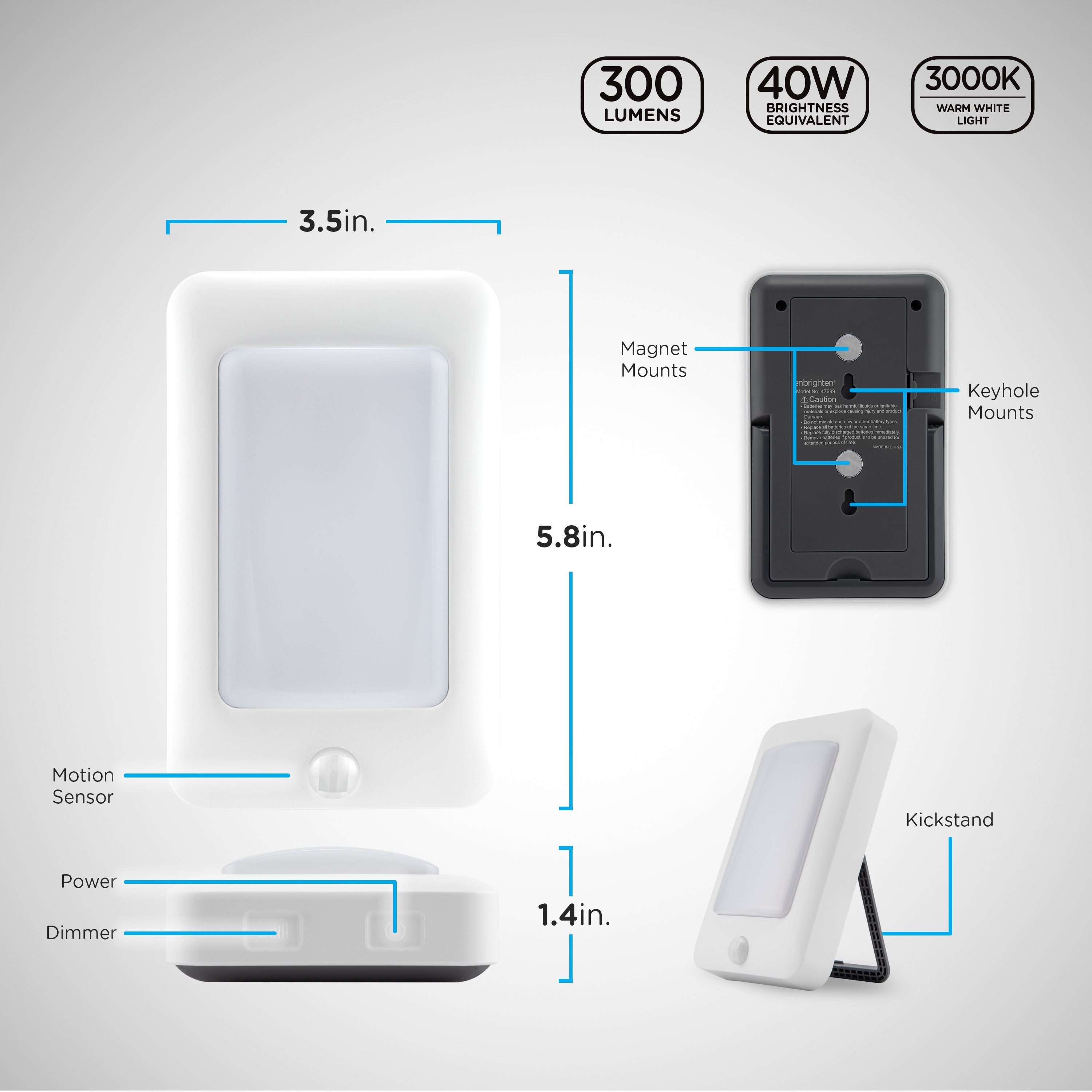 Enbrighten Motion Sensing LED Task Light, White
