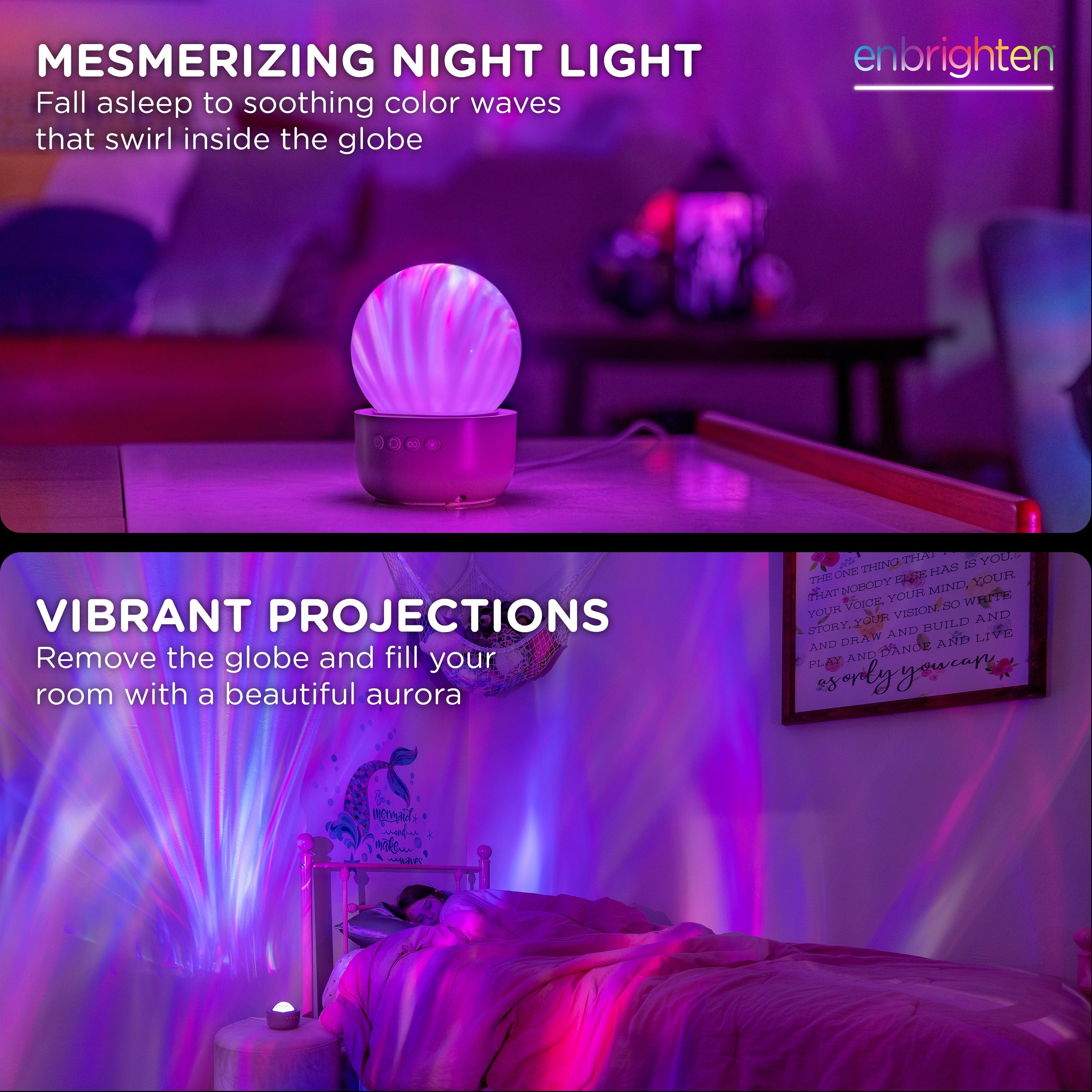 Enbrighten Aurora Galaxy Projector LED Tabletop Night Light with Globe Cover