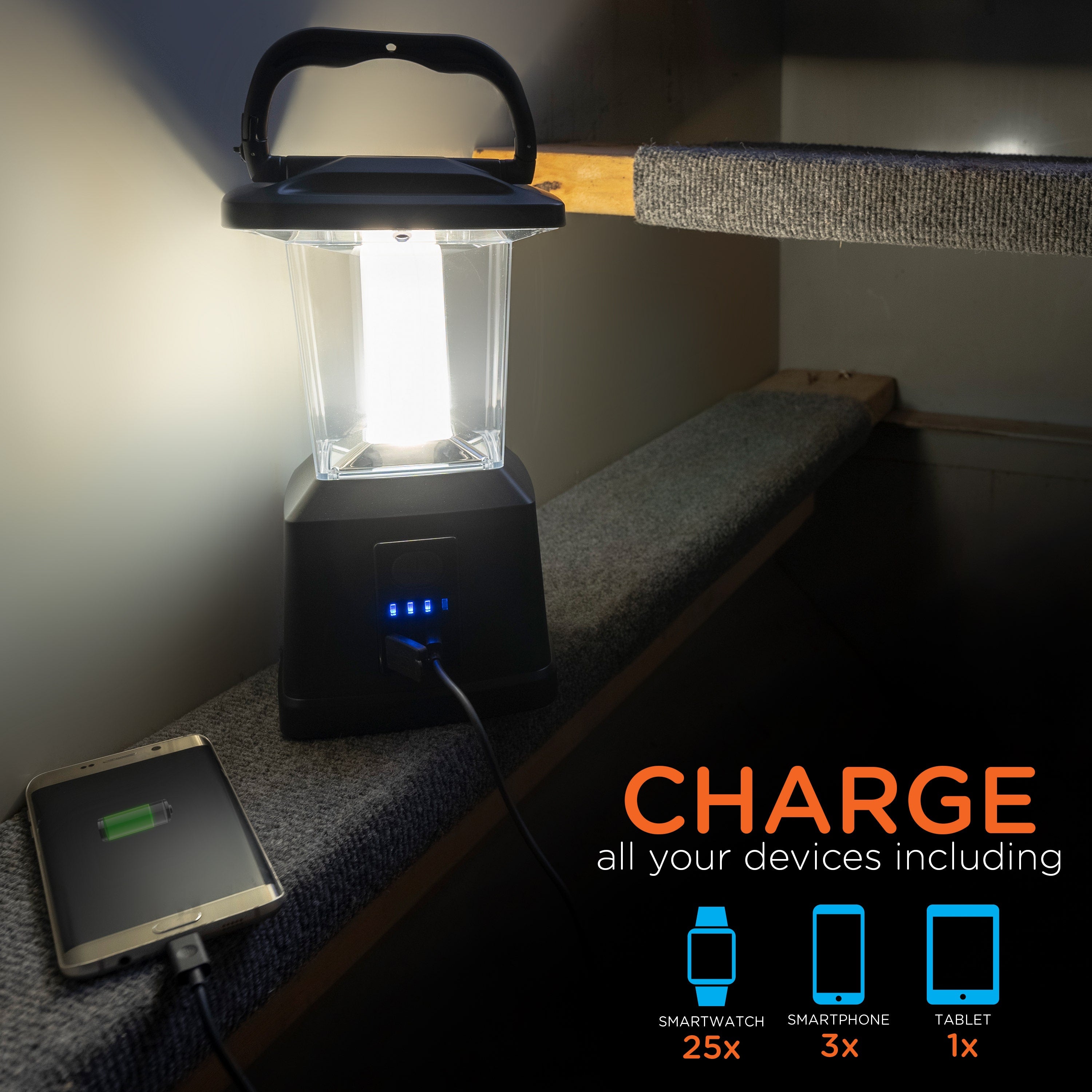 Enbrighten USB Charging LED Lantern, Black