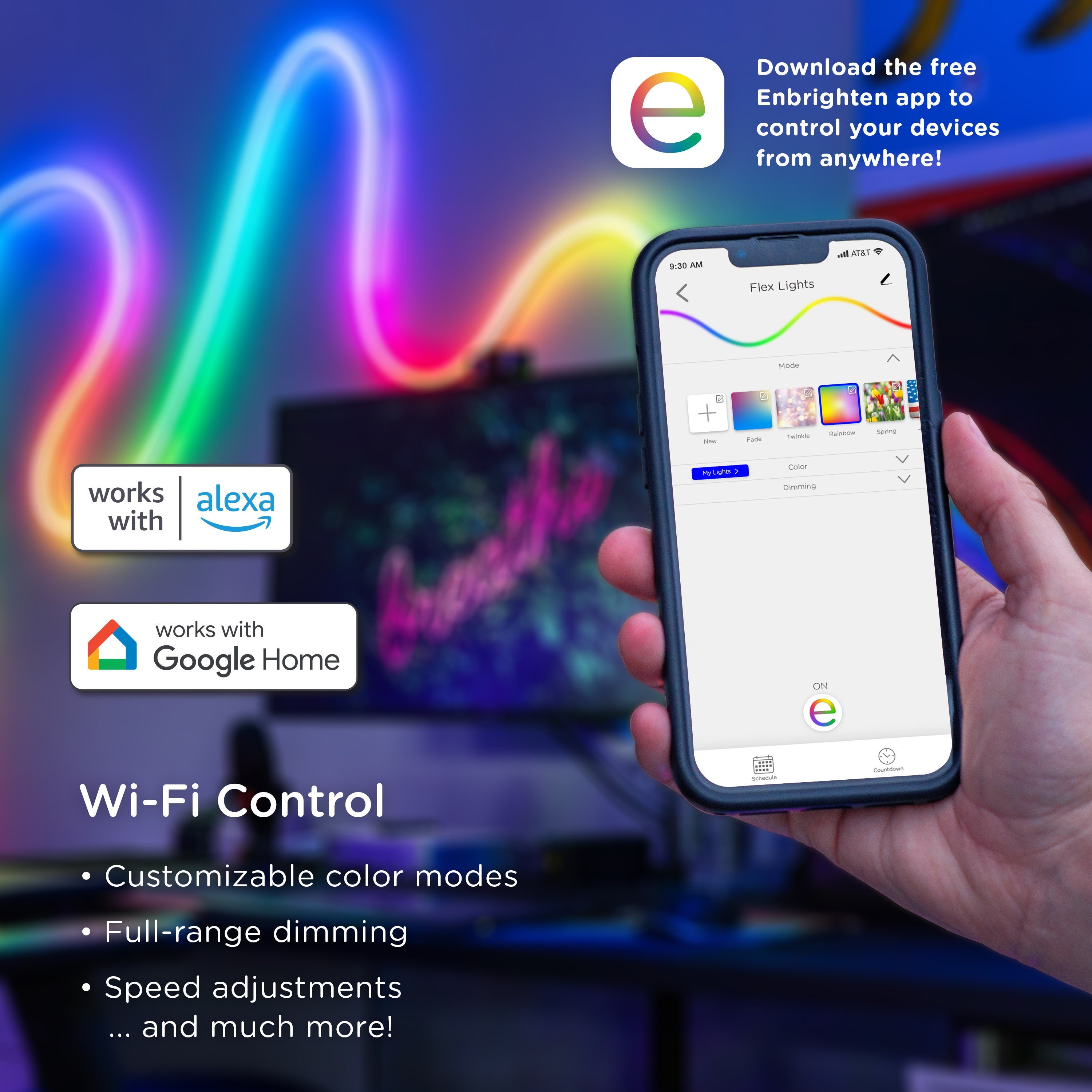 Enbrighten WiFi VIBE Indoor/Outdoor Color-Changing LED Flex Light, 24ft.