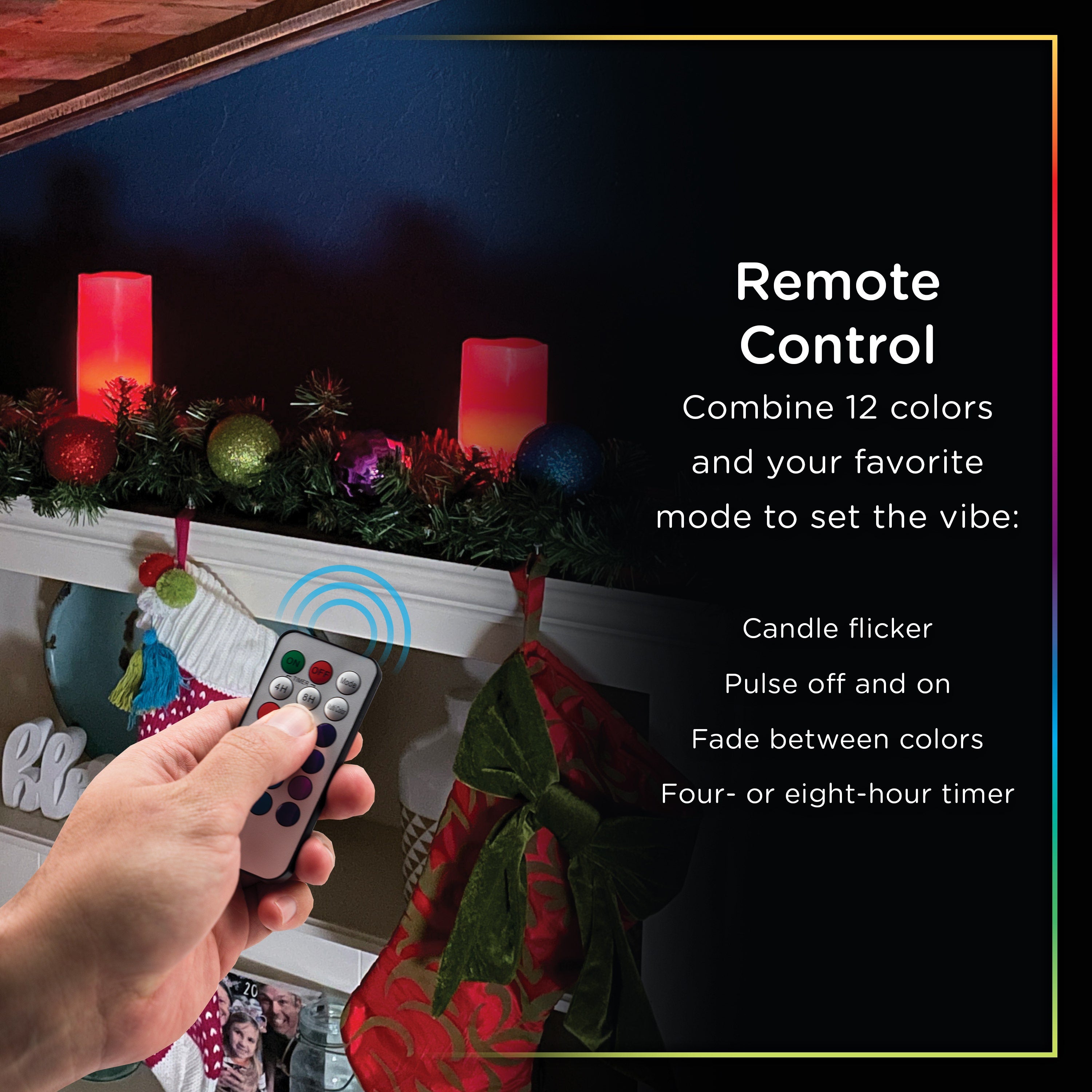 Enbrighten Battery Operated Color-Changing Flameless Flickering LED Candles, 3 Piece Set