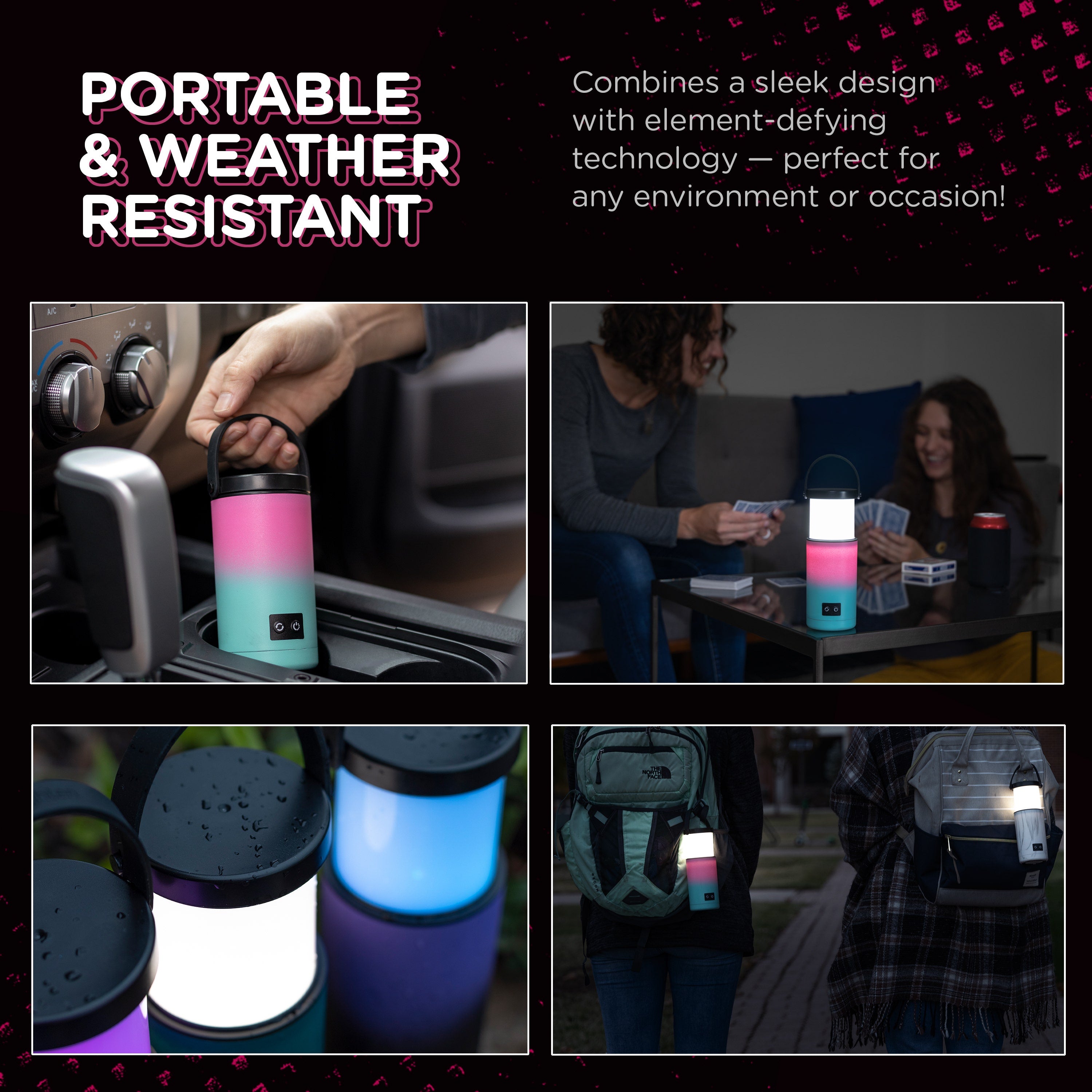 Enbrighten Color Changing LED Pop-up Lantern, Pink/Teal