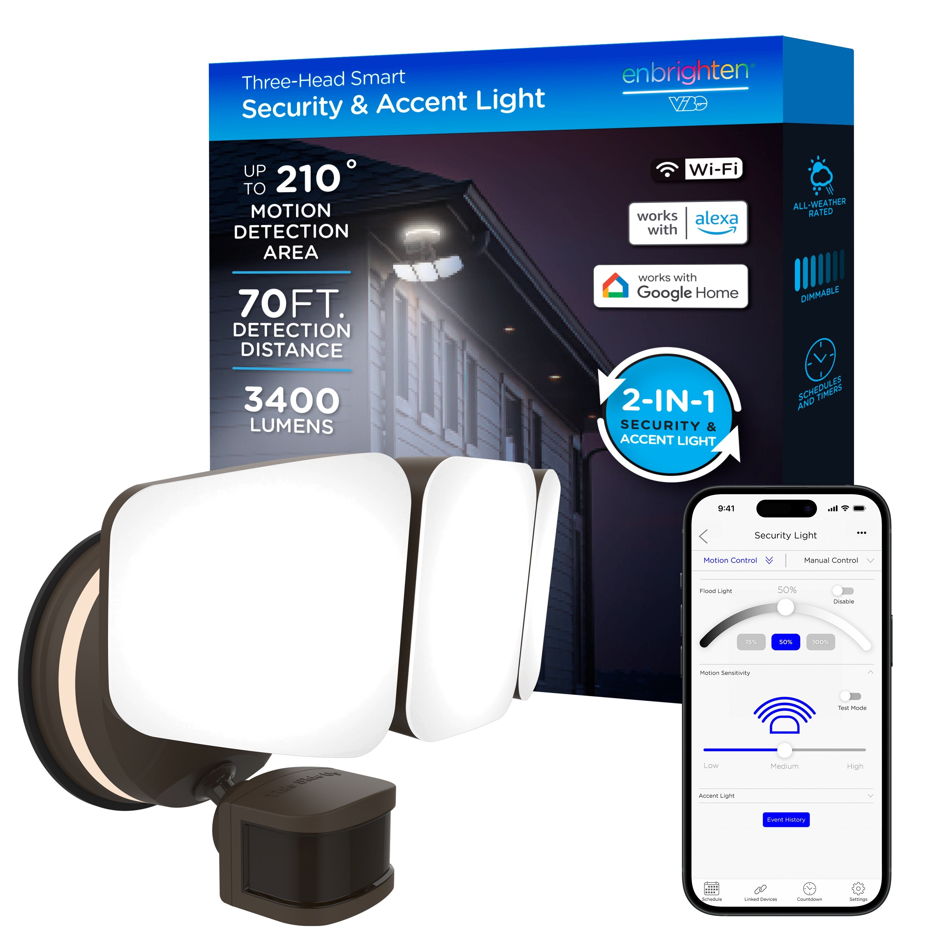 VIBE Outdoor Motion-Sensing Back Lit WiFi LED Security Light