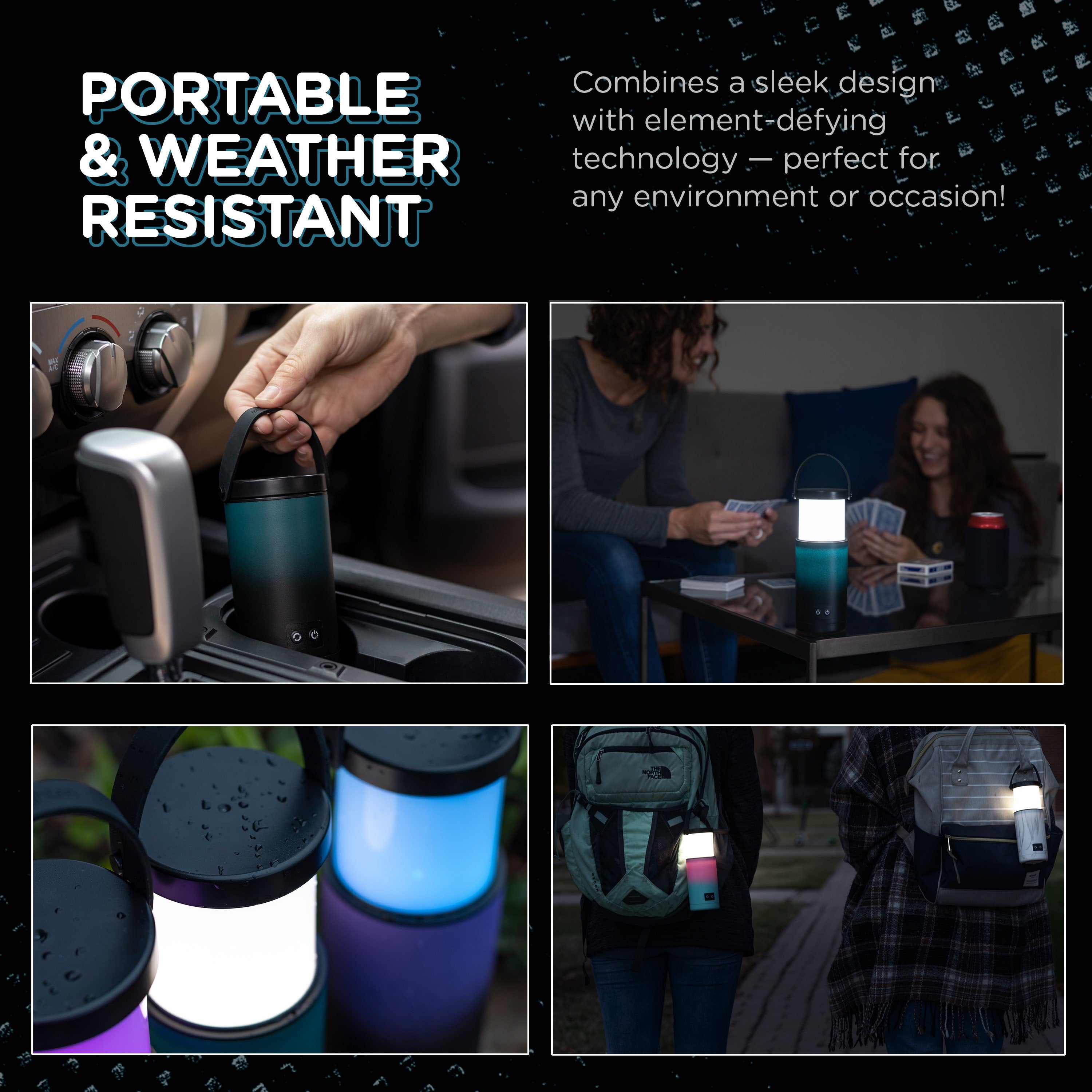 Enbrighten Color Changing LED Pop-up Lantern, Teal/Black