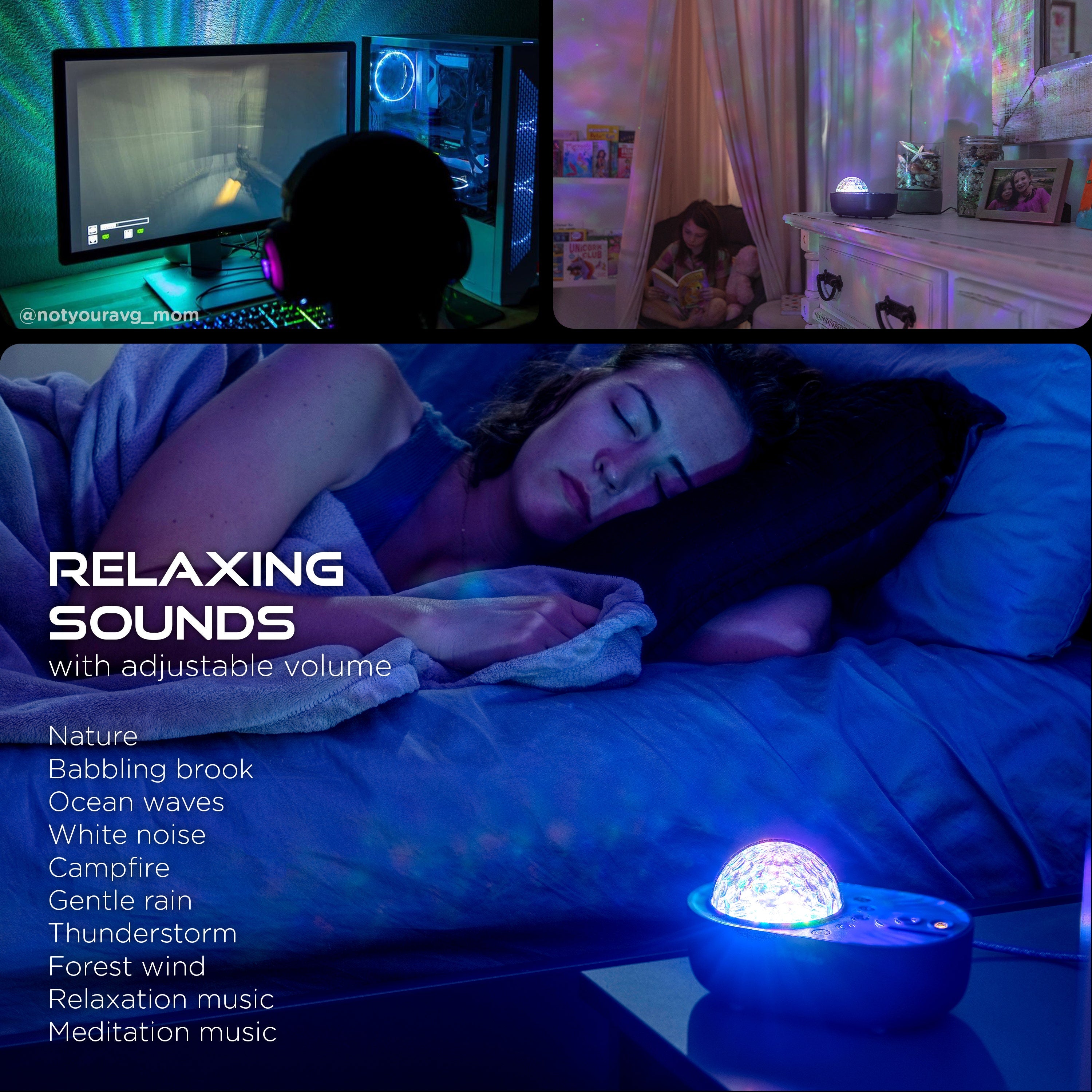 Enbrighten Galaxy Projector LED Tabletop Night Light with Sound Effects