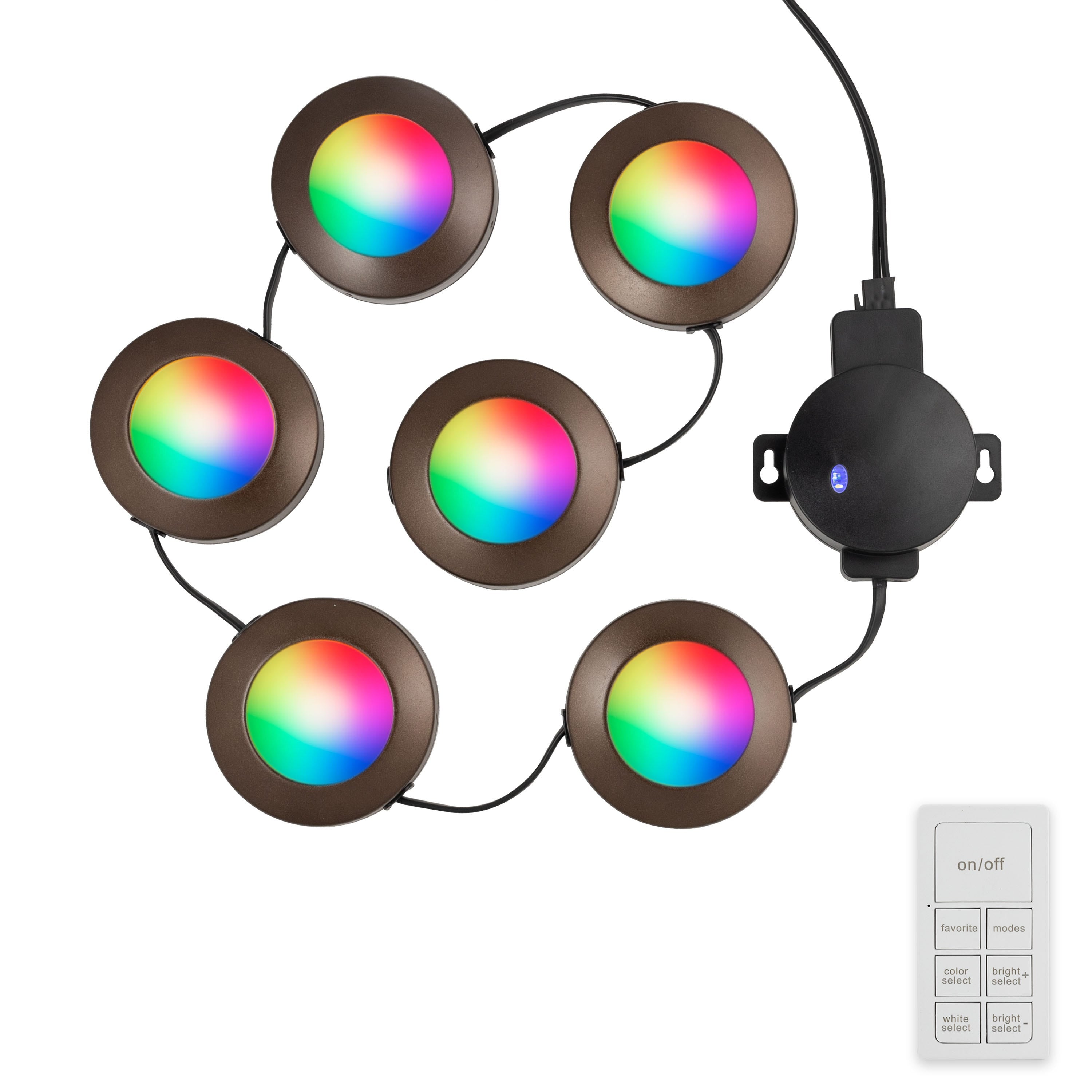 Enbrighten Spectrum Indoor Color-Changing LED Puck Lights, 6 Lights, Up to 18in. Black Cord