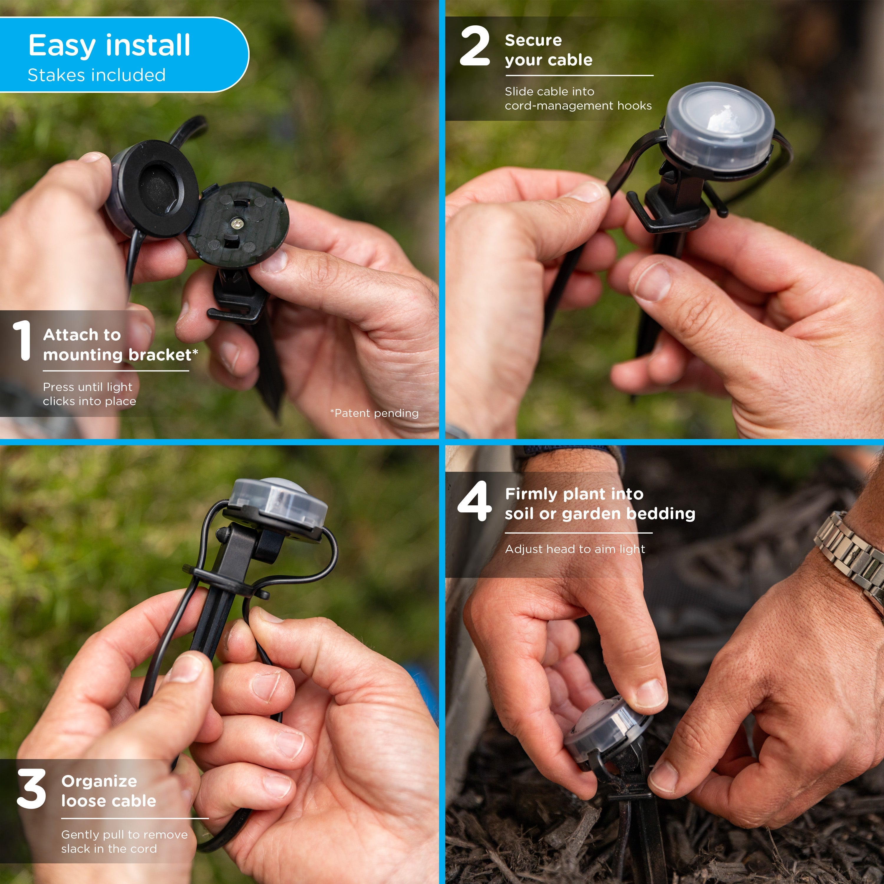 Enbrighten VIBE WiFi Color-Changing Eternity Landscape Lights, 8 Lights, 33ft. Black Cord