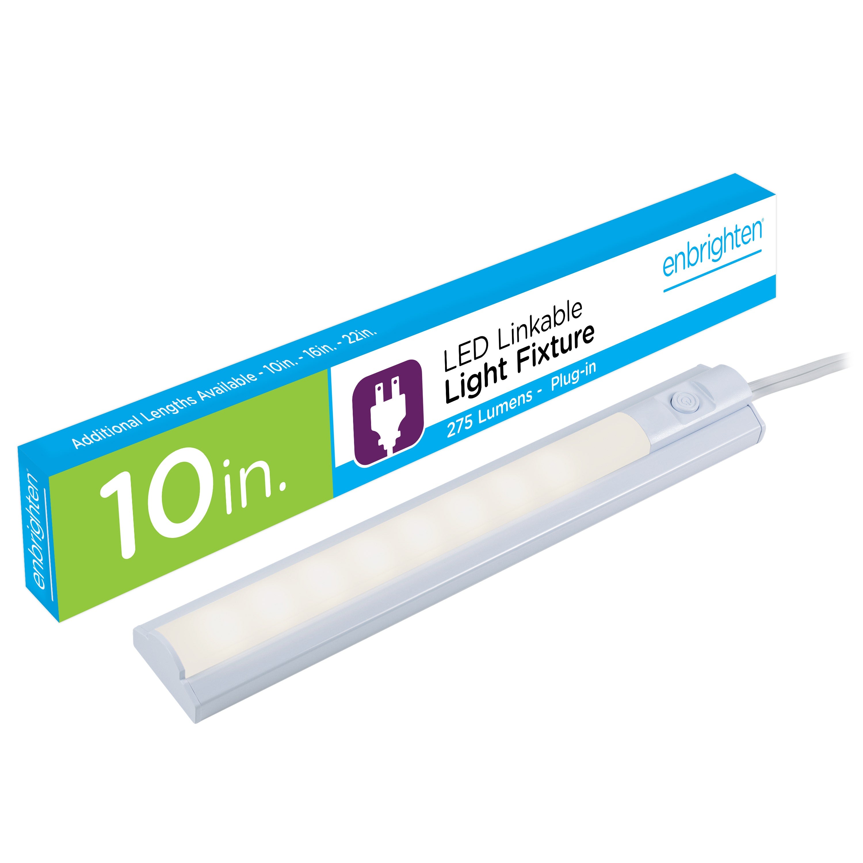 Enbrighten 10in. Plug-In LED Under Cabinet Fixture, White