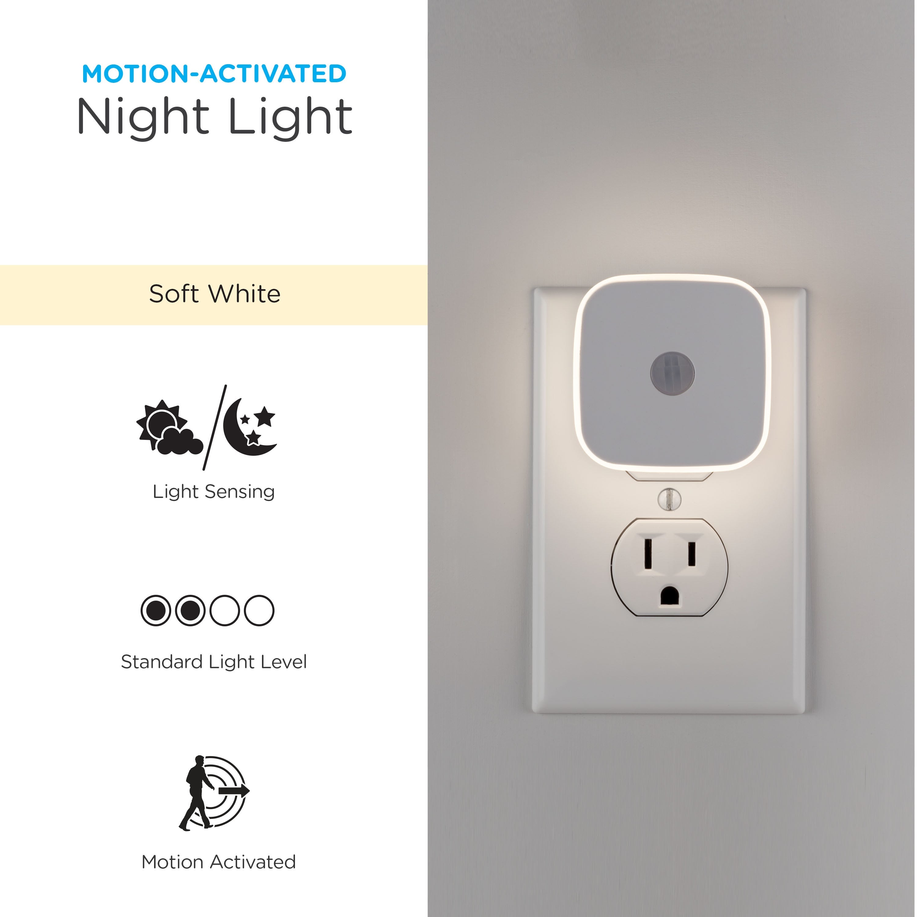 Enbrighten Mini LED Motion-Sensing Night Light, 2 Pack, White