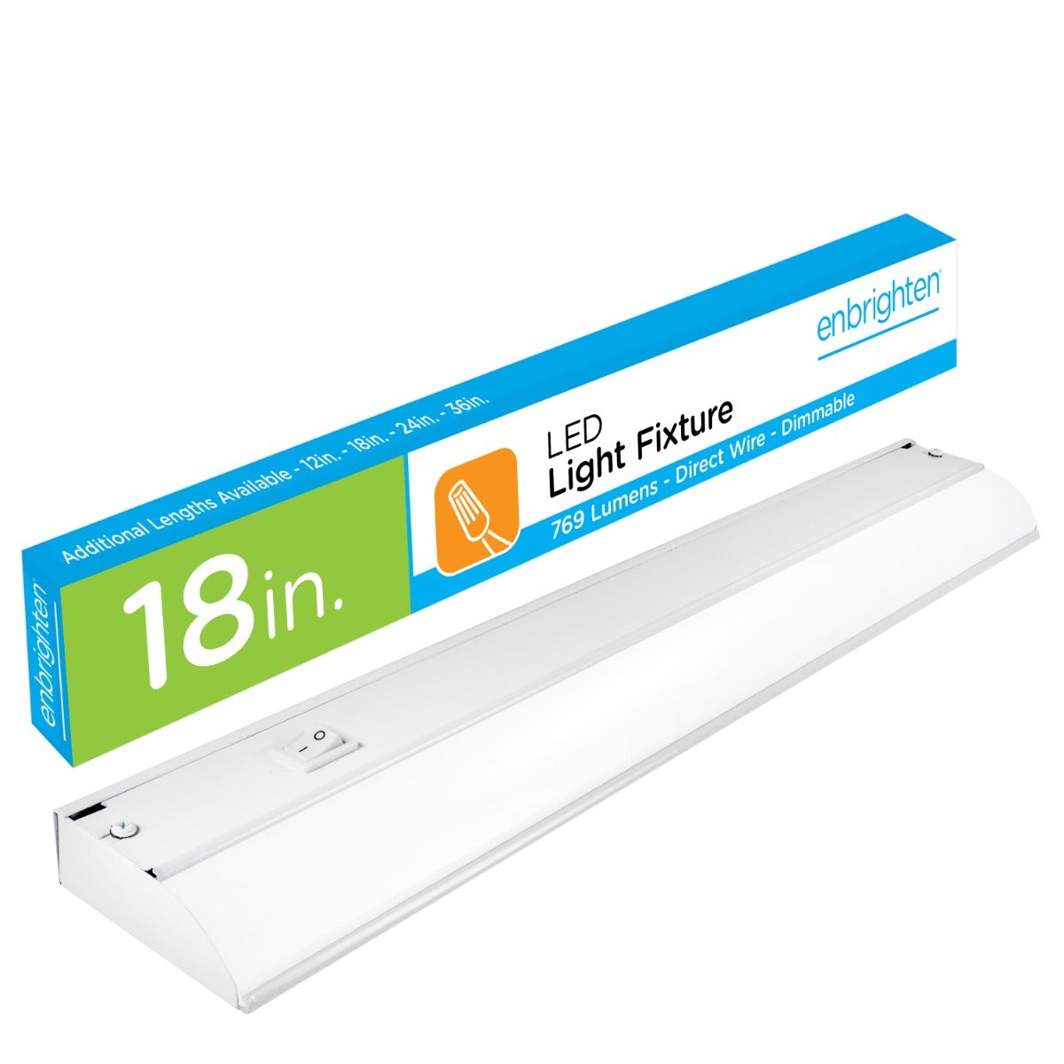 Enbrighten 18in. Dimmable Direct Wire LED Under Cabinet Light Fixture, White