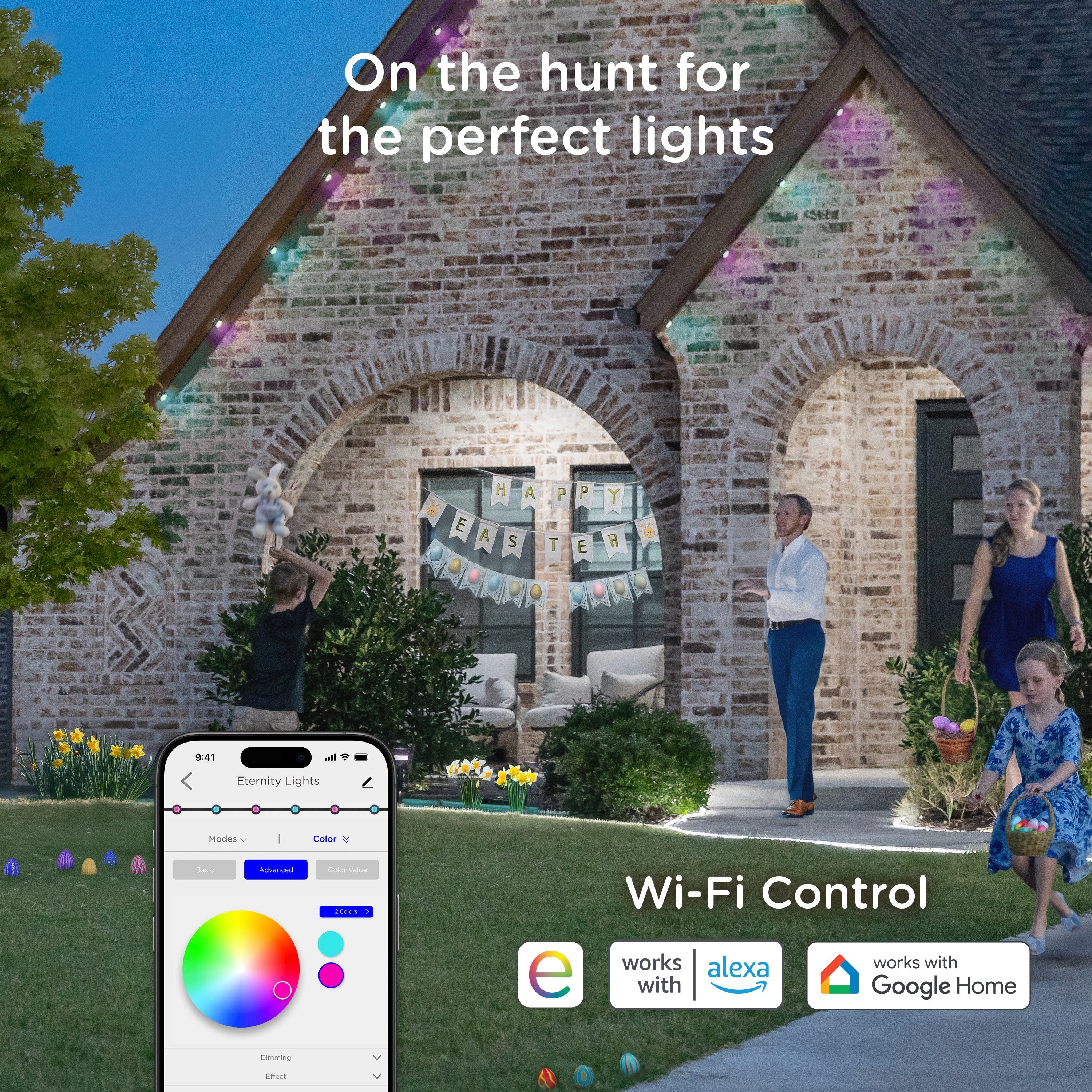 Enbrighten WiFi VIBE Color-Changing Permanent Outdoor Eternity Eave Lights, 108 Lights, 150ft. Black