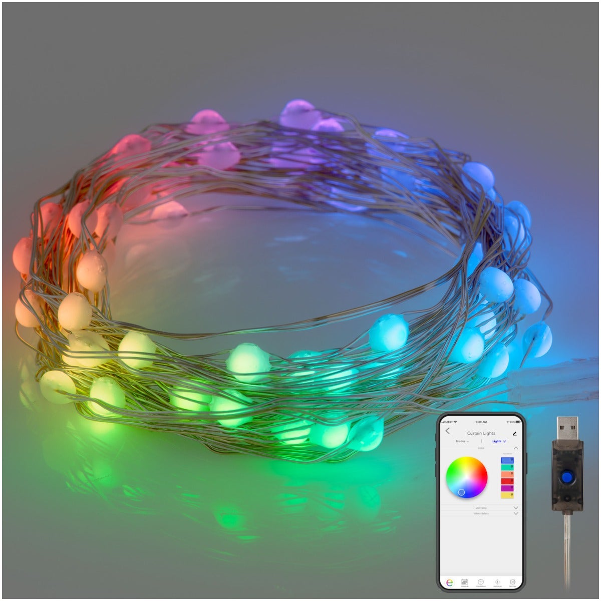Enbrighten VIBE WiFi Color-Changing LED Fairy String Lights, 60 Lights, 20ft.