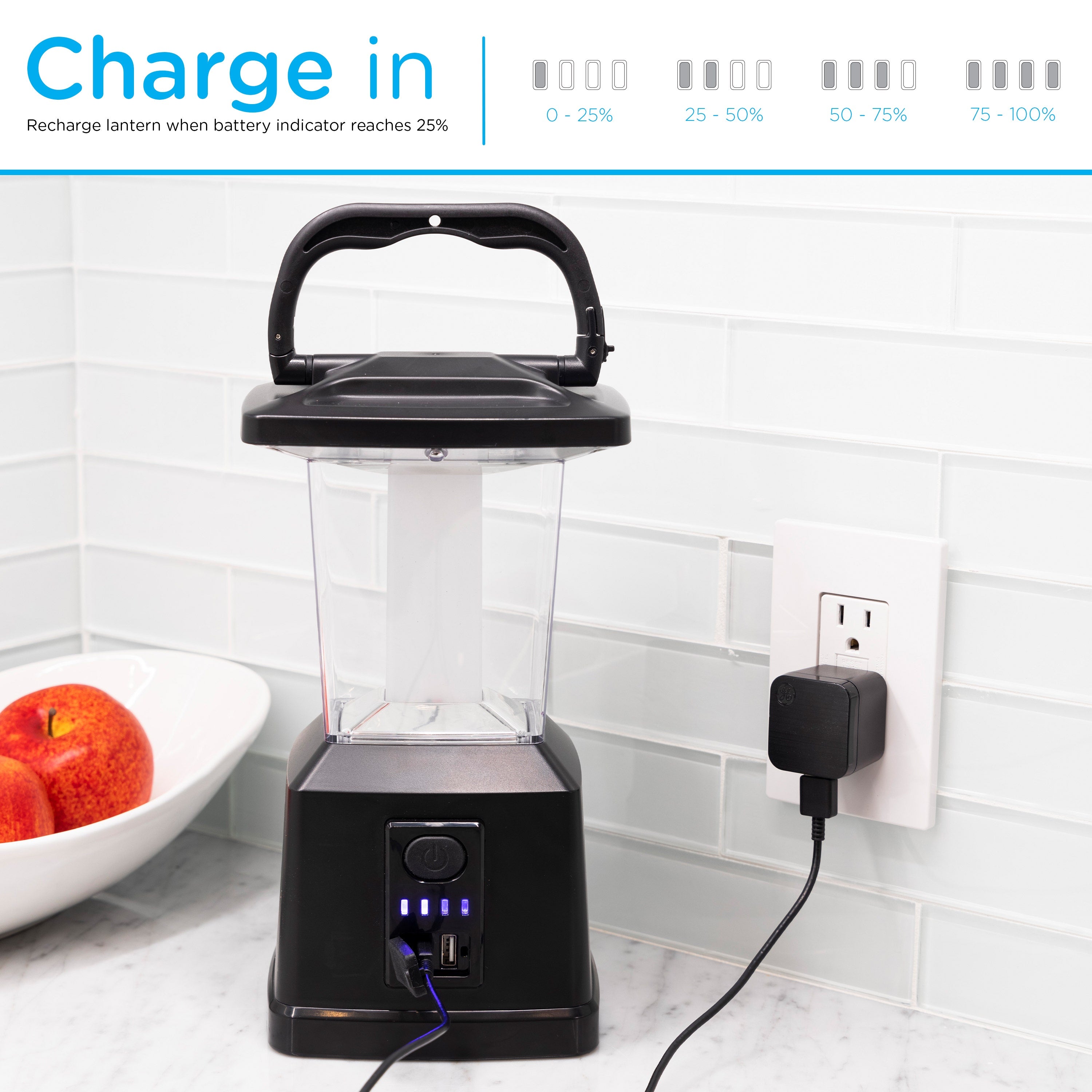 Enbrighten USB Charging LED Lantern, Black