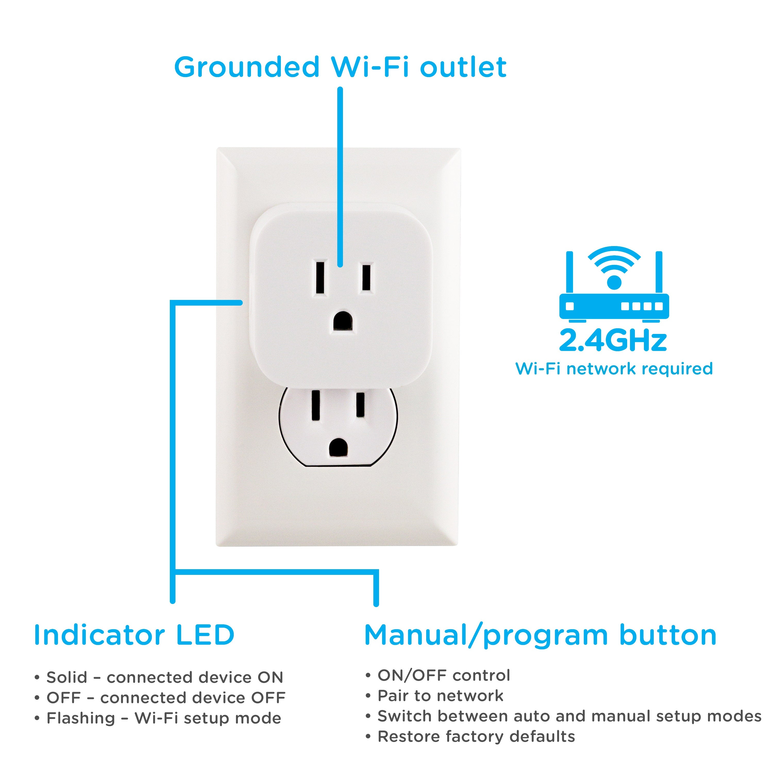 Enbrighten VIBE Plug-In 1-Outlet WiFi Smart Plug, White, 4 Pack