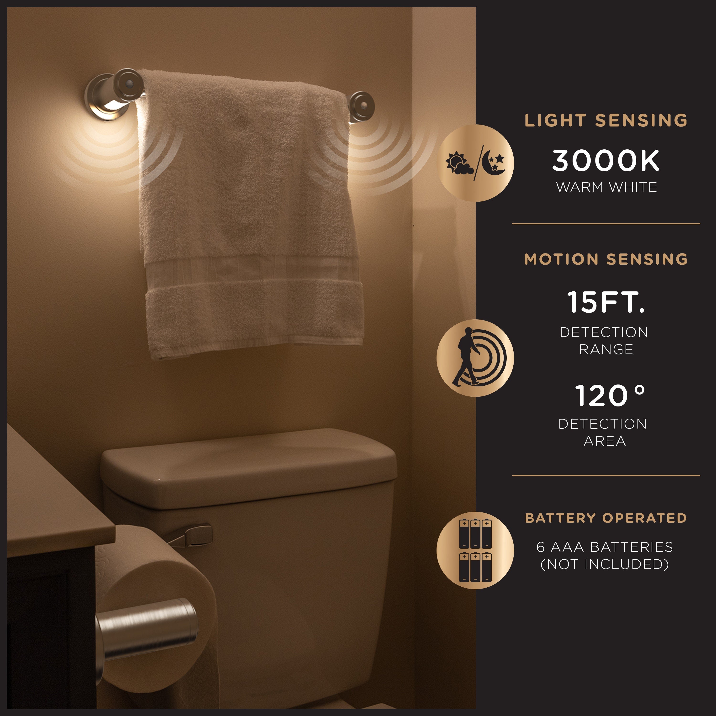 Enbrighten LED Motion Sensing Towel Bar Light, Brushed Nickel